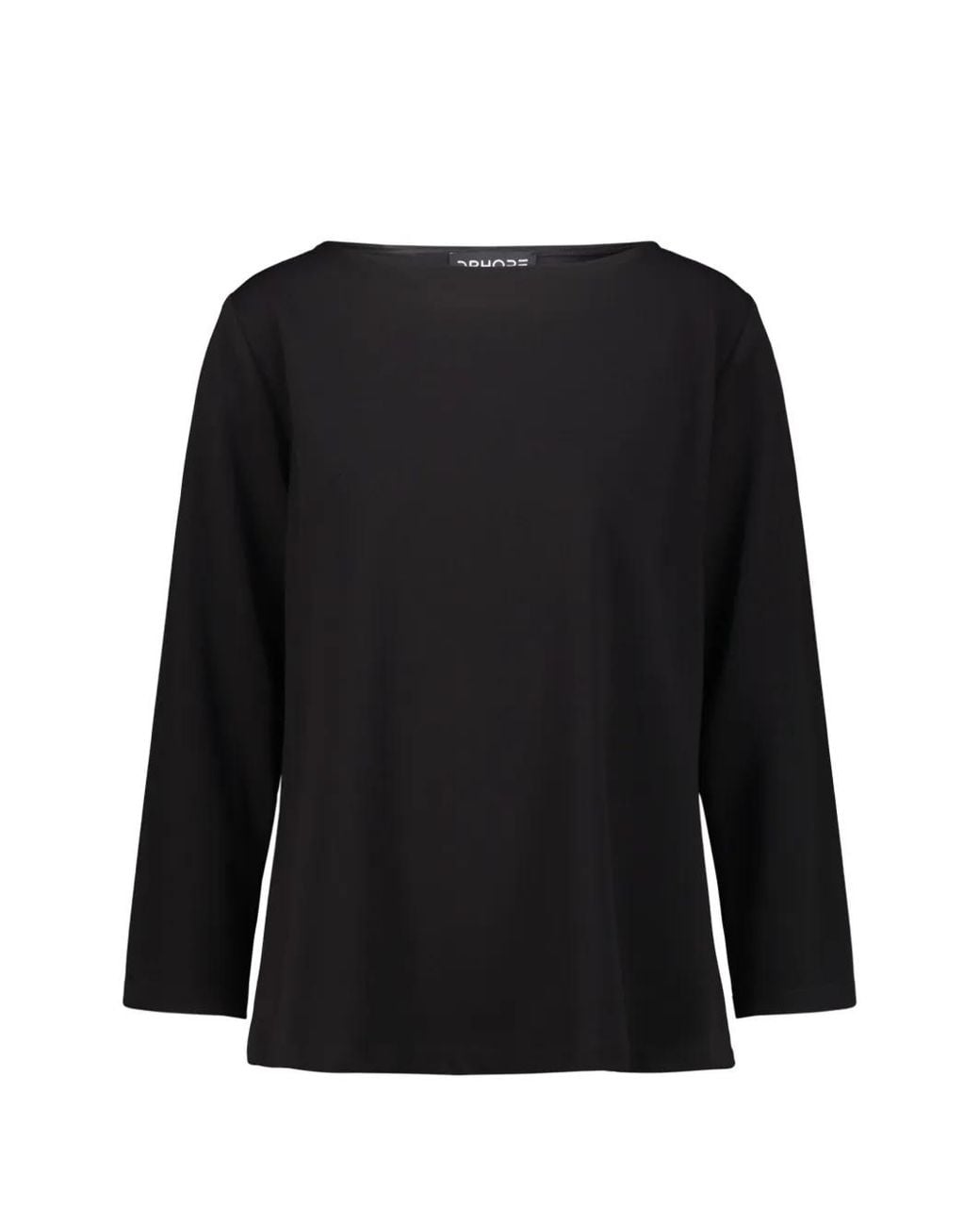 DR. HOPE Black Boat-Neck Long-Sleeve T-Shirt