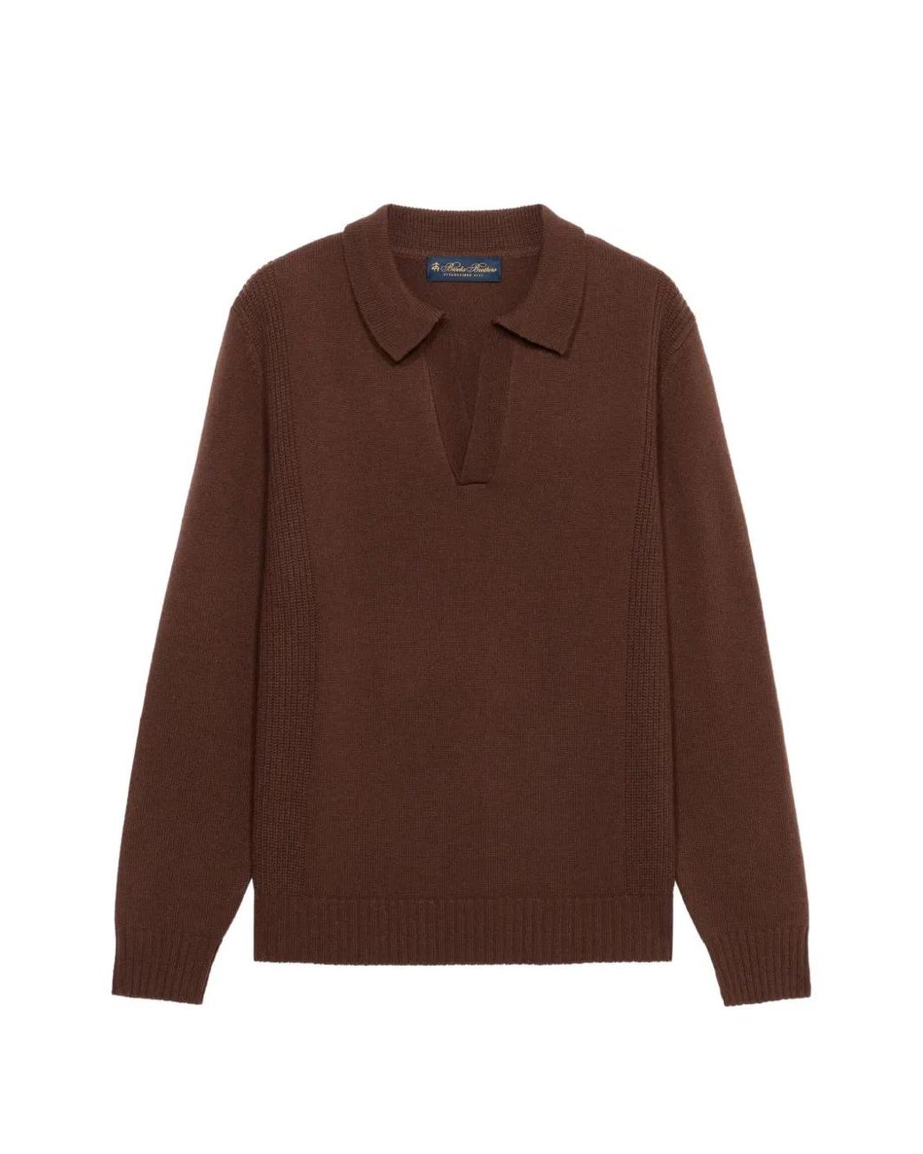 Brooks Brothers Brown Open-Collar Ribbed-Trim Sweater for men