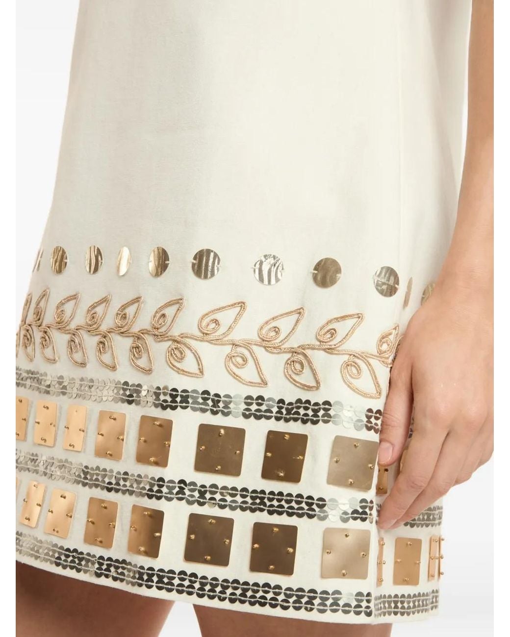 Cinq À Sept White Embellished Cut-Out Dress