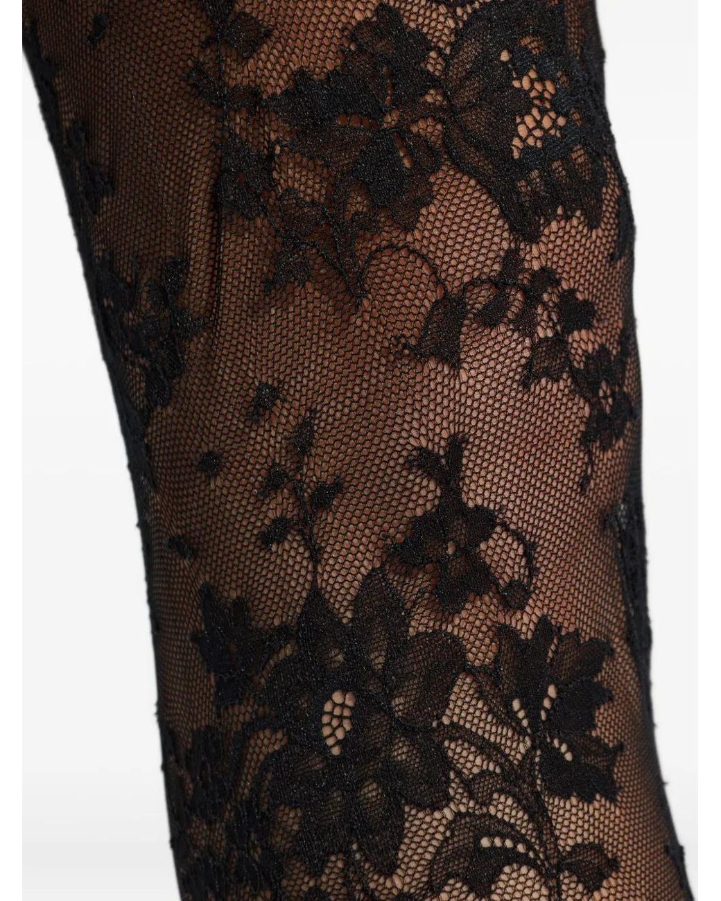 Balenciaga Black Floral-Lace Tights
