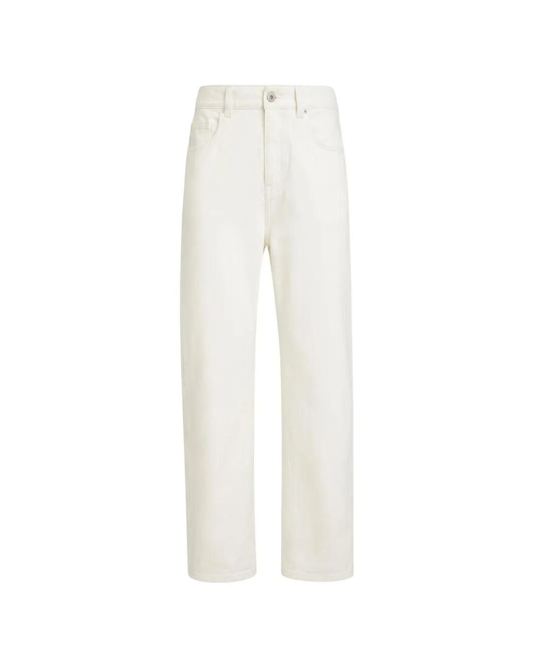 Brunello Cucinelli White Jean Droit À Boutonnière
