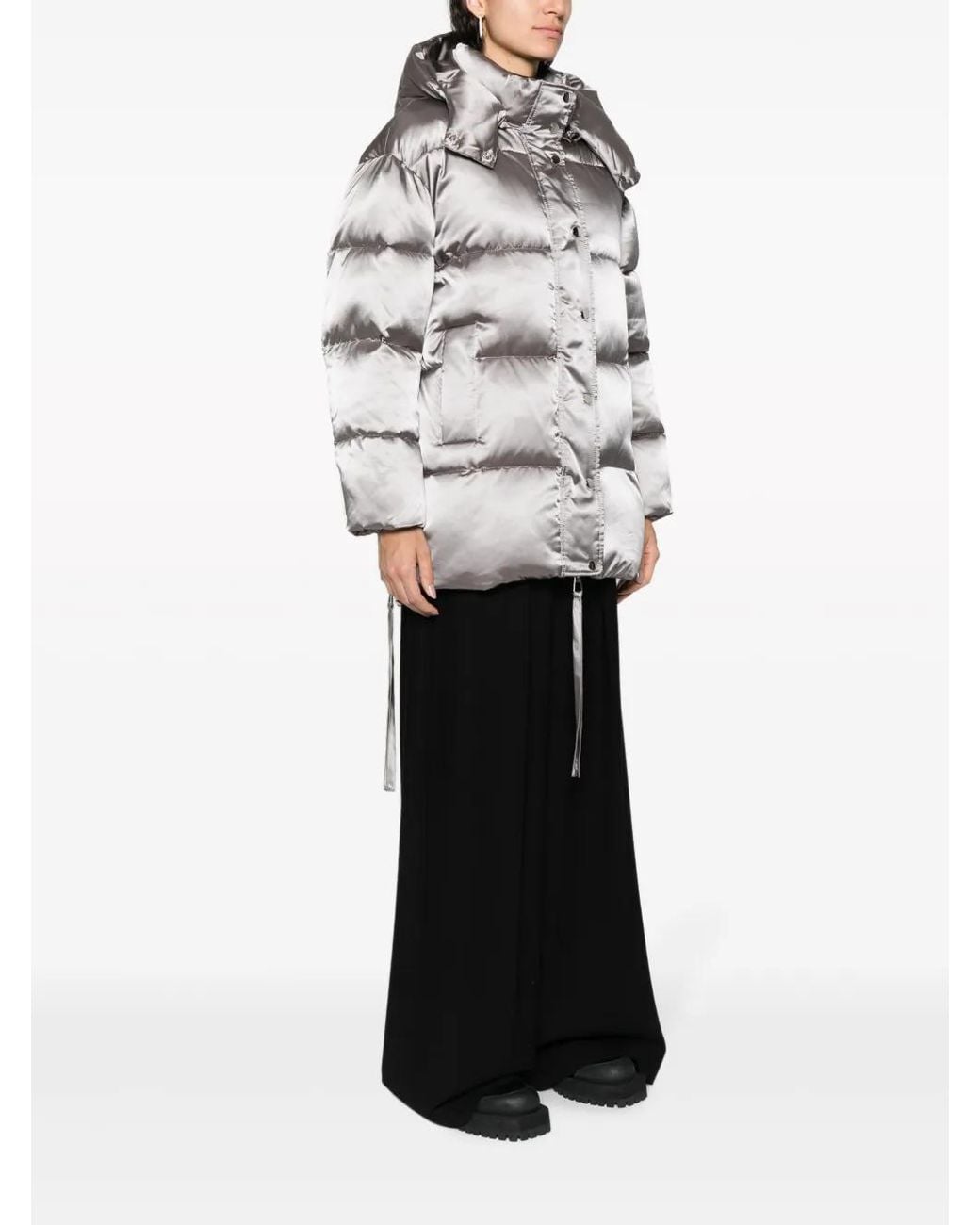 P.A.R.O.S.H. Gray P.A.R.O..H. Satin-Finish Padded Coat