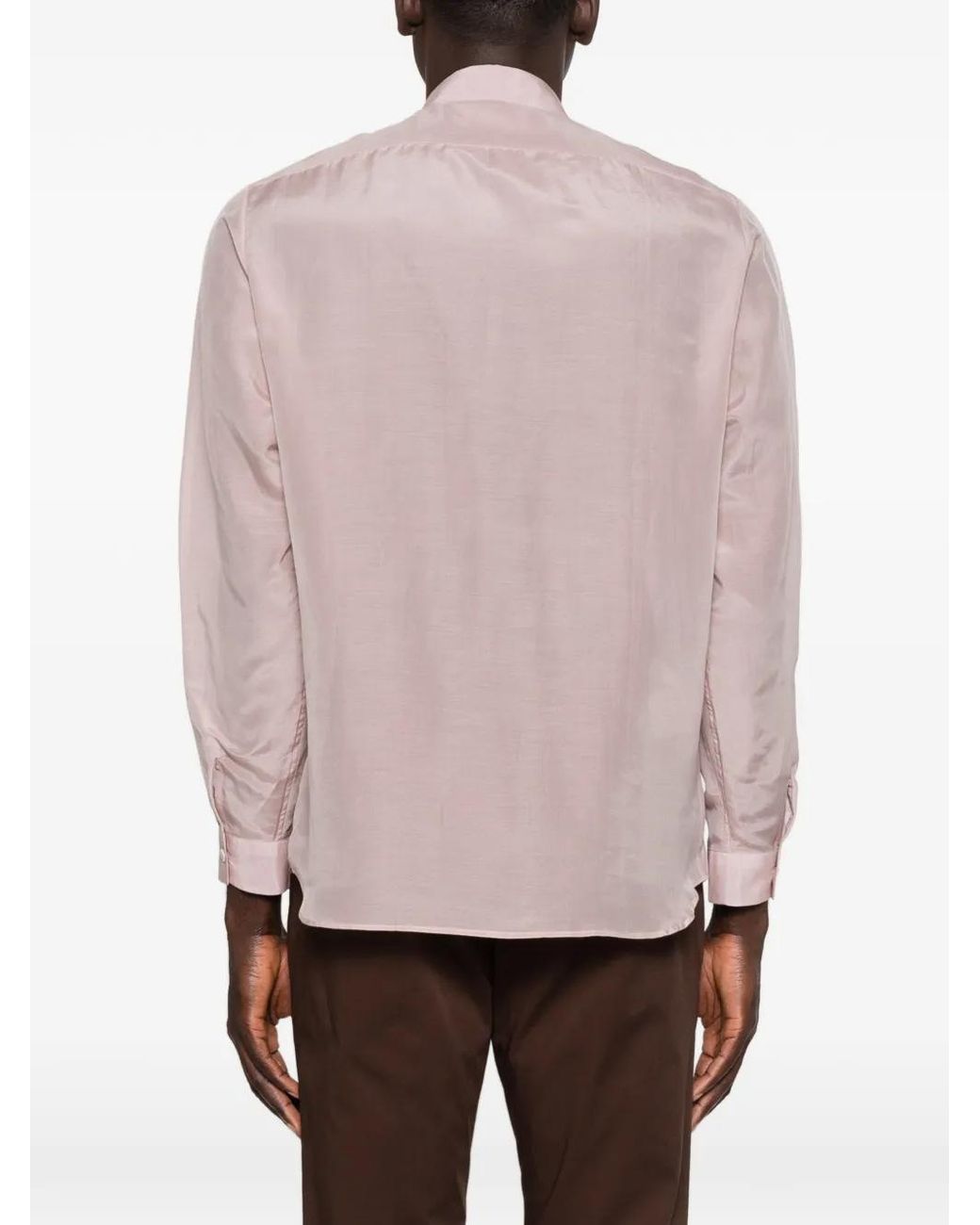 Lardini Pink Concealed-Placket Long-Sleeve Shirt for men