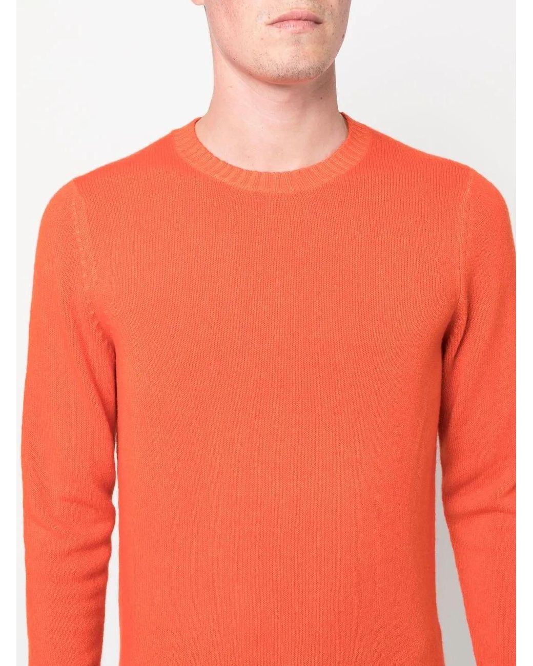 Malo Orange Round-Neck Knit Jumper for men
