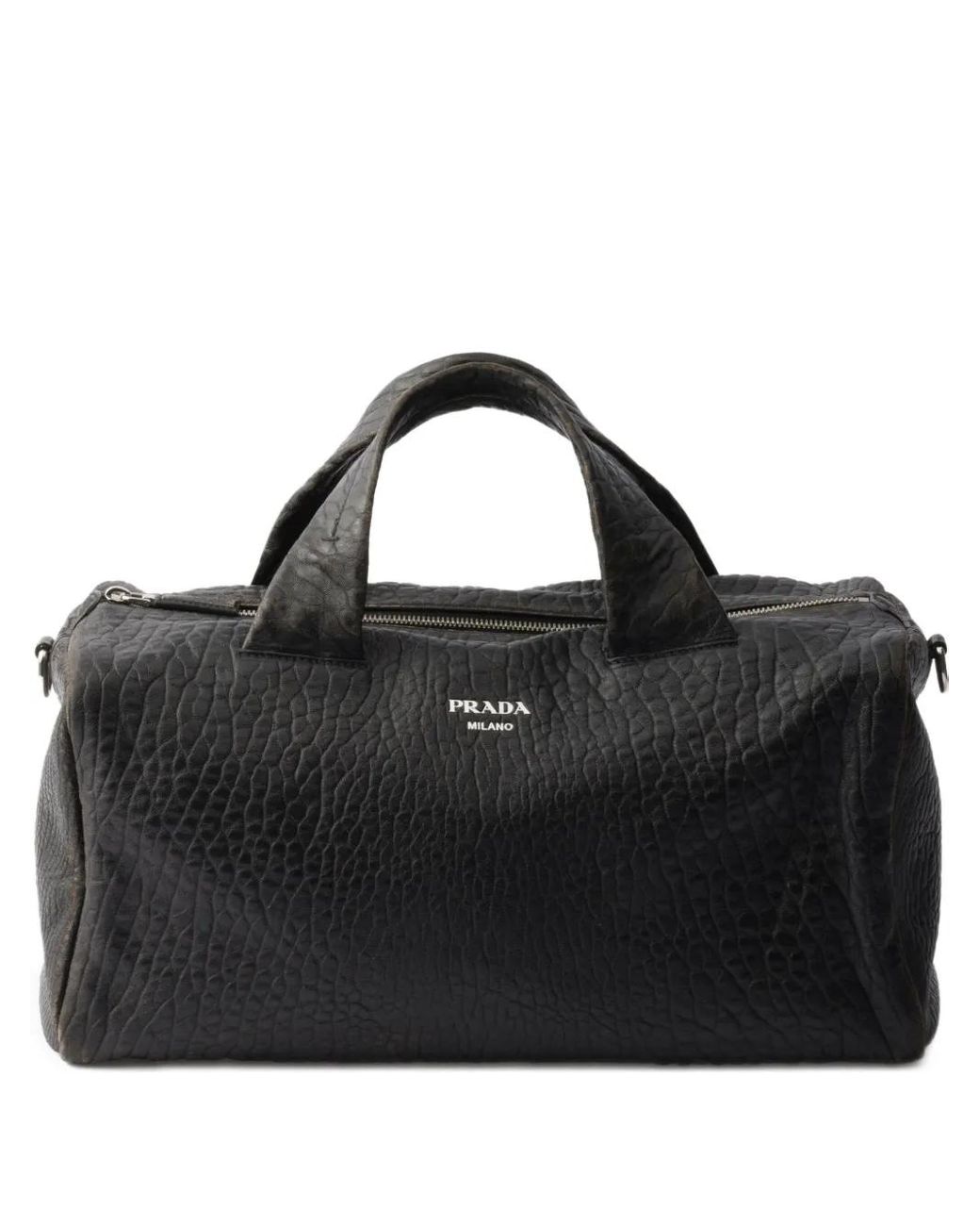 Prada Black Leather Duffle Bag