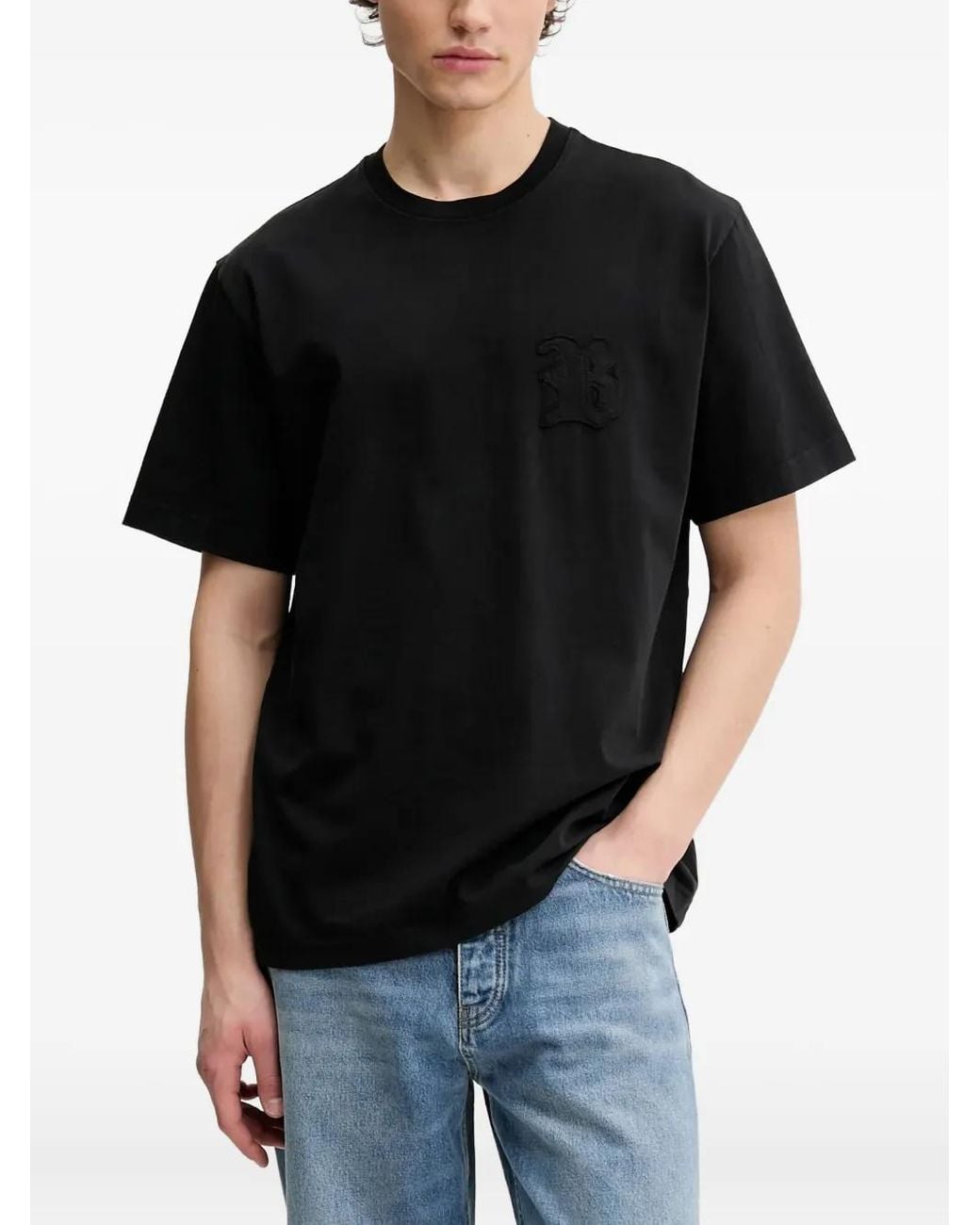 Bluemarble Black Embroidered Logo T-Shirt for men