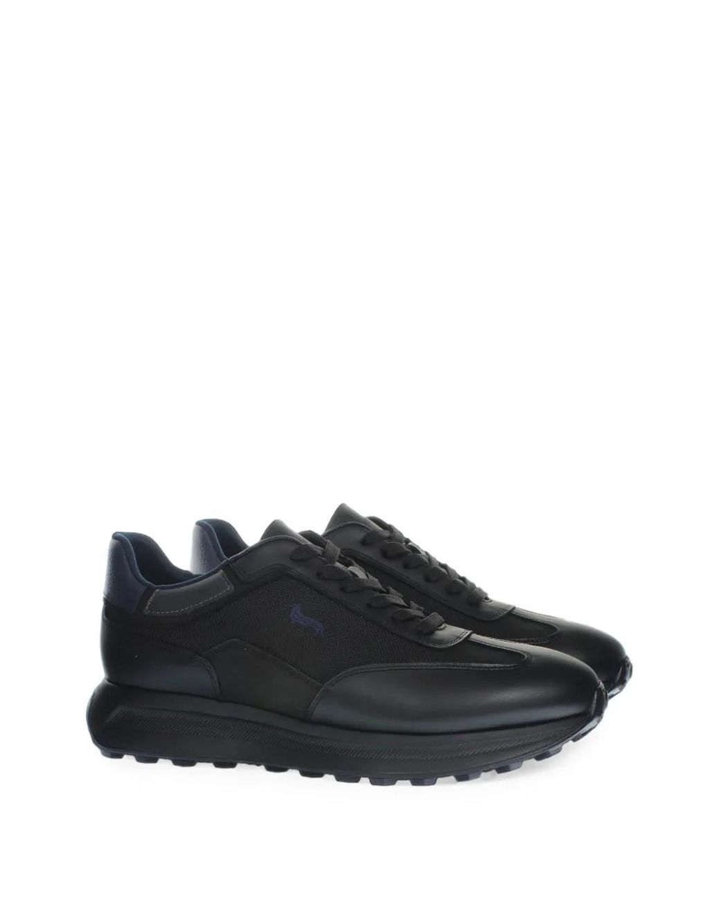 Harmont & Blaine Black Panelled Leather-Trim Sneakers for men