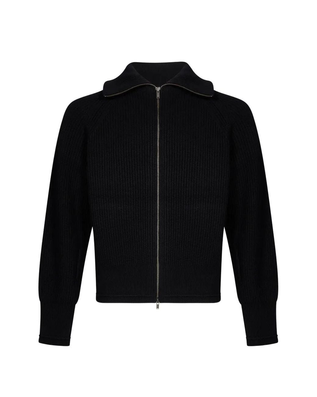 Entire studios Black Ribbed-Knit Raglan-Sleeve Cardigan