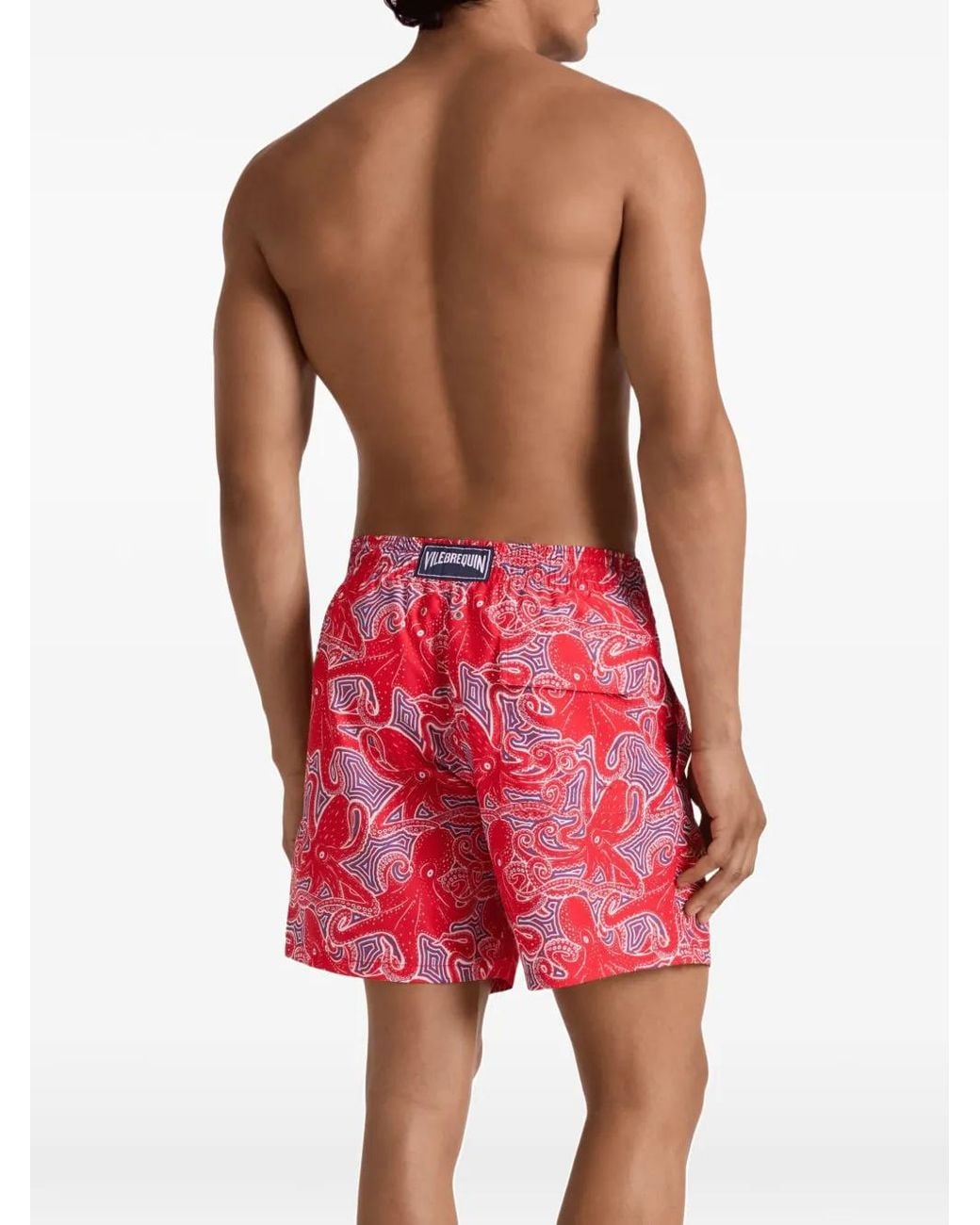 Vilebrequin Red Octopus-Print Swim Shorts for men