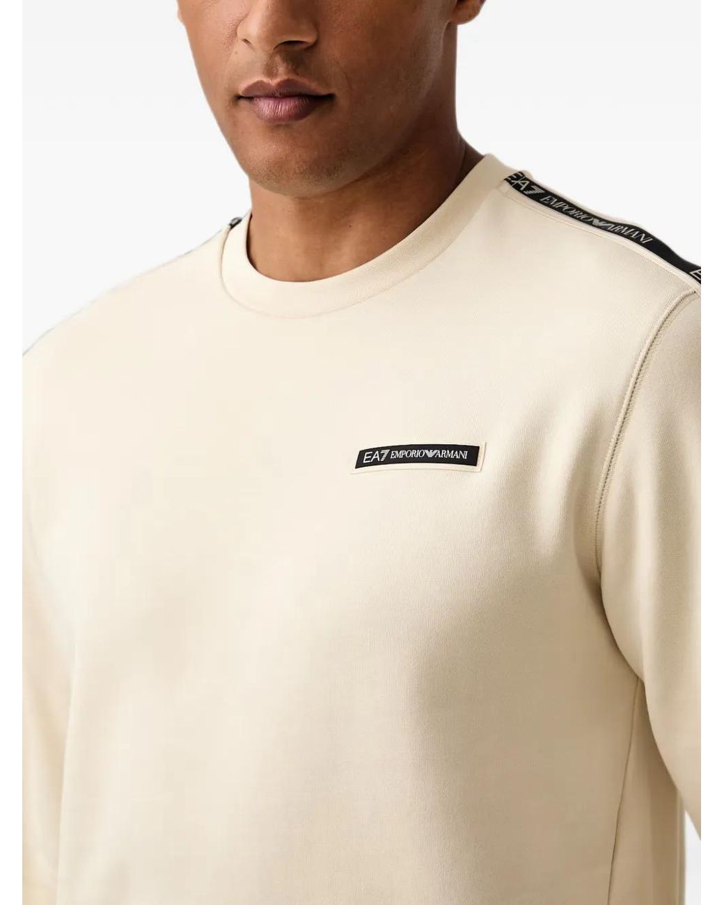 EA7 Natural Logo-Patch Tape-Detail Sweatshirt for men