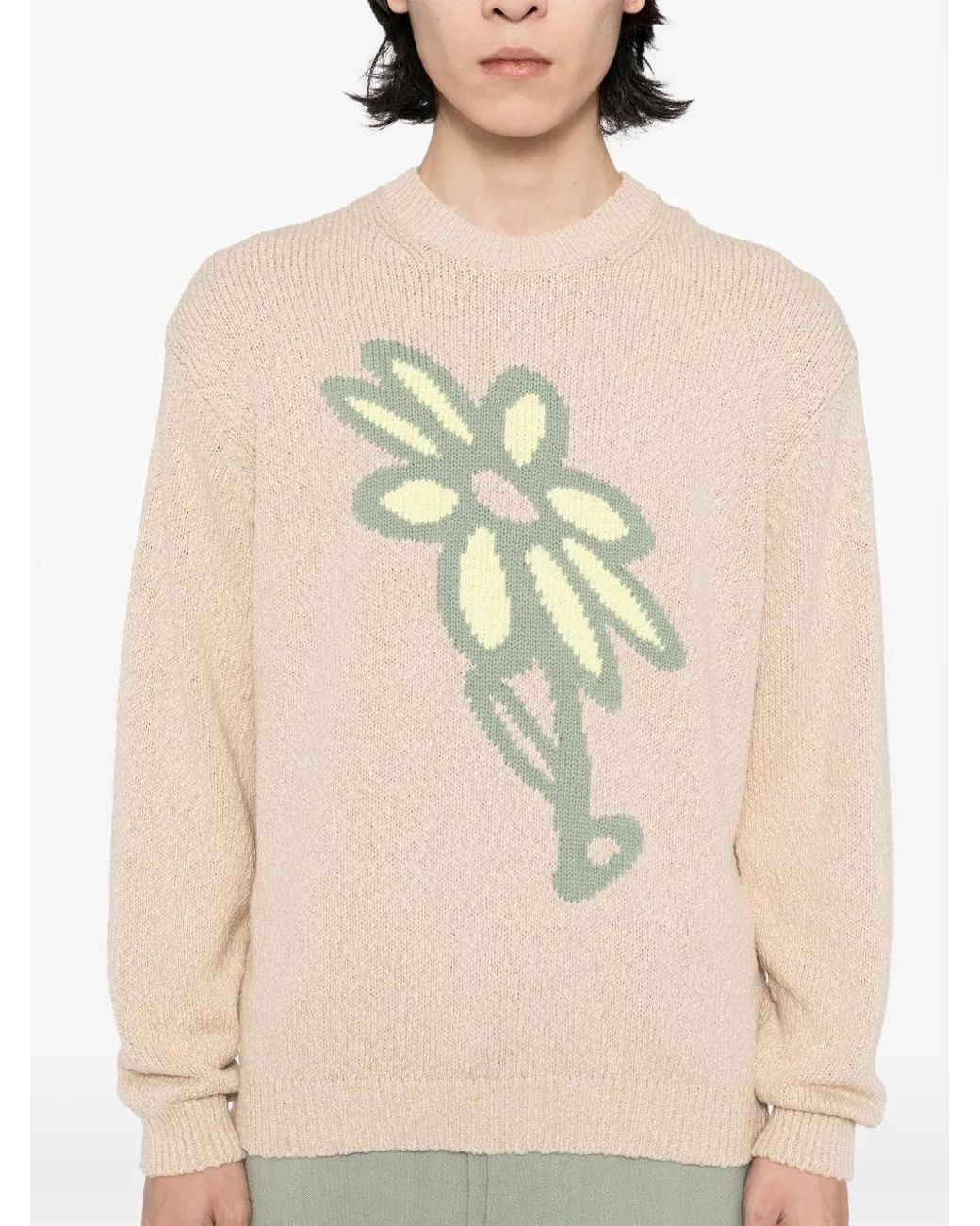 Maison Kitsuné Natural Abstract Daisy Intarsia Jumper for men