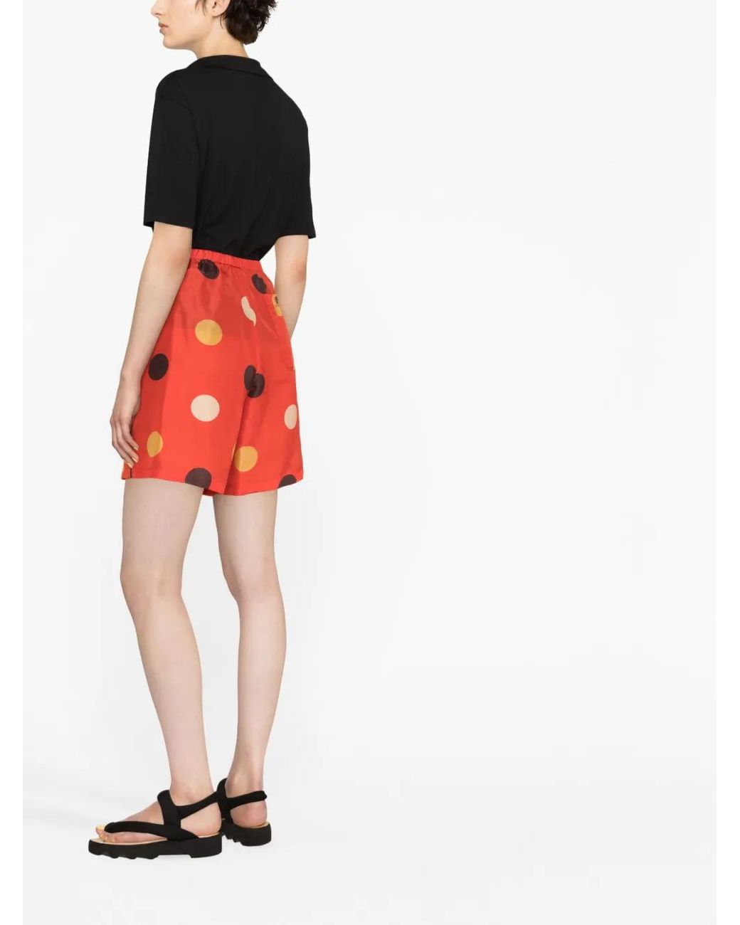 Aspesi Red Polka-Dot Drawstring Shorts