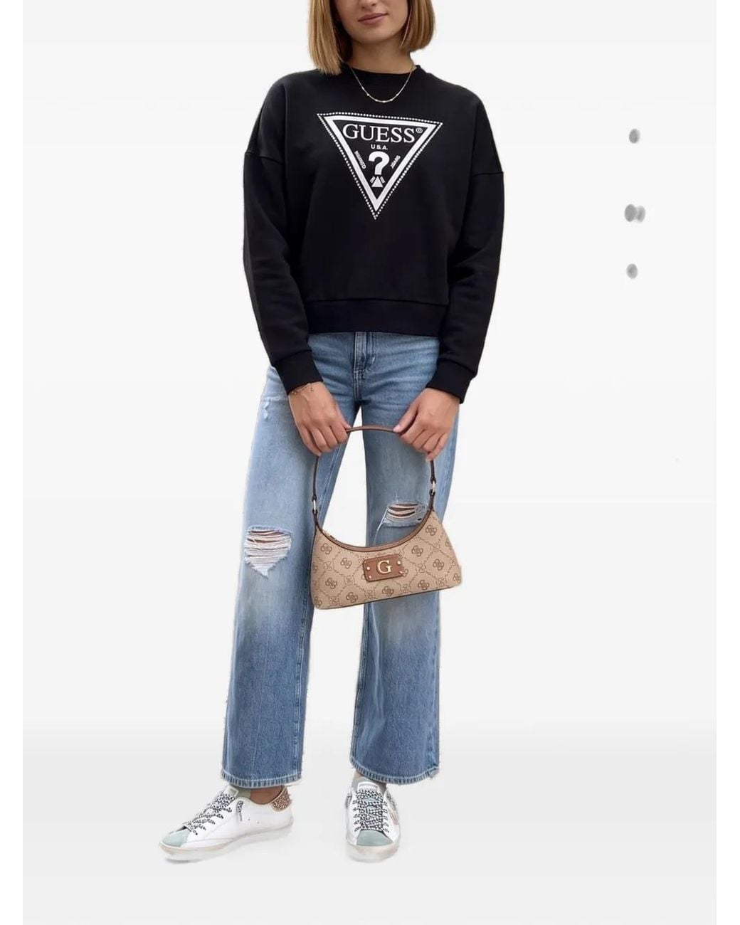 Guess Black Python Triangle Logo-Print Sweatshirt