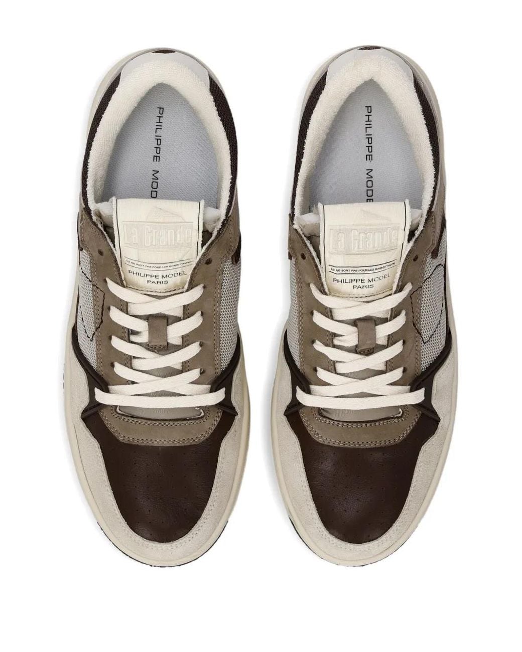 Philippe Model Brown Low-Top Sneakers With Panels for men