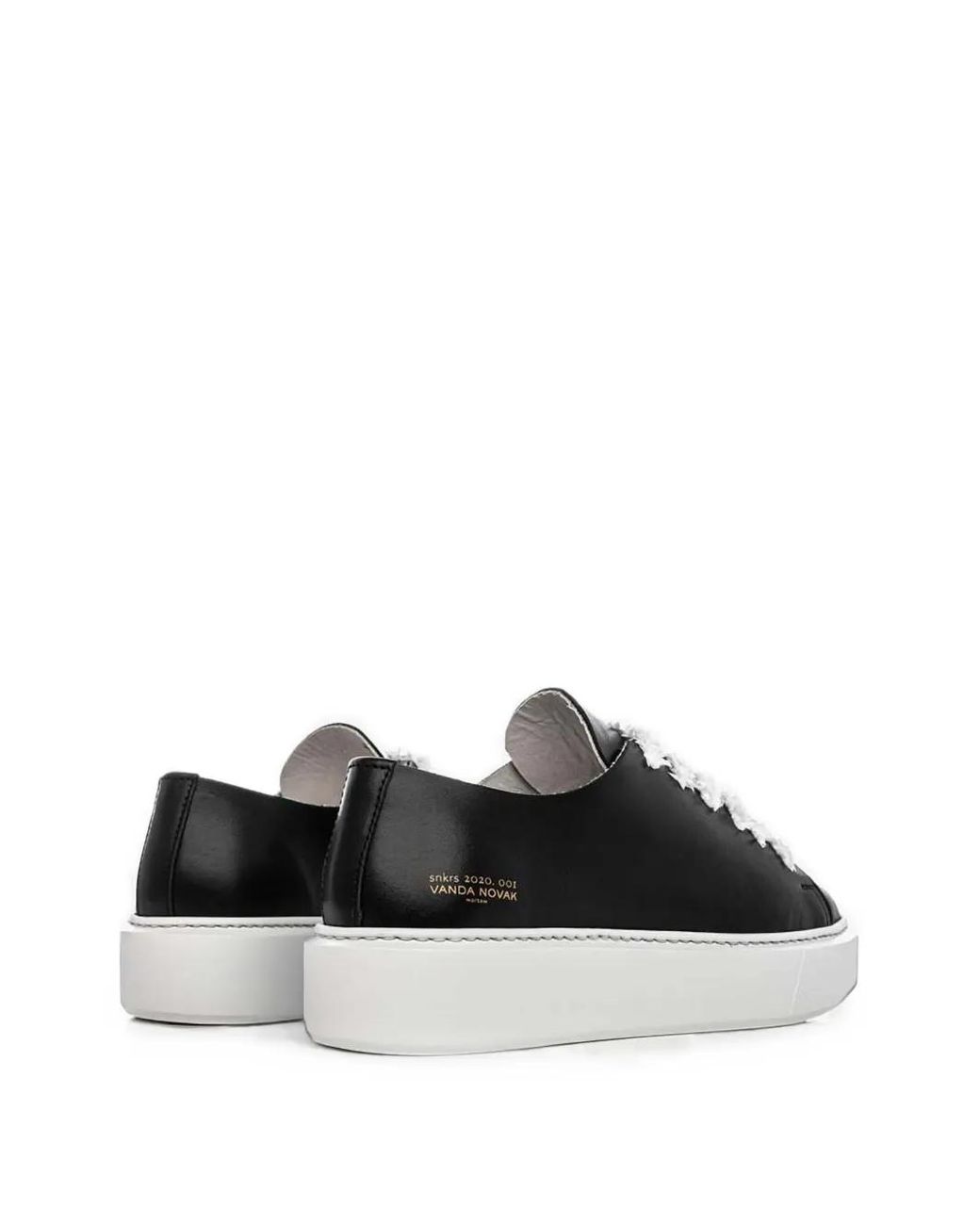 VANDA NOVAK Black Grace Frayed Sneakers