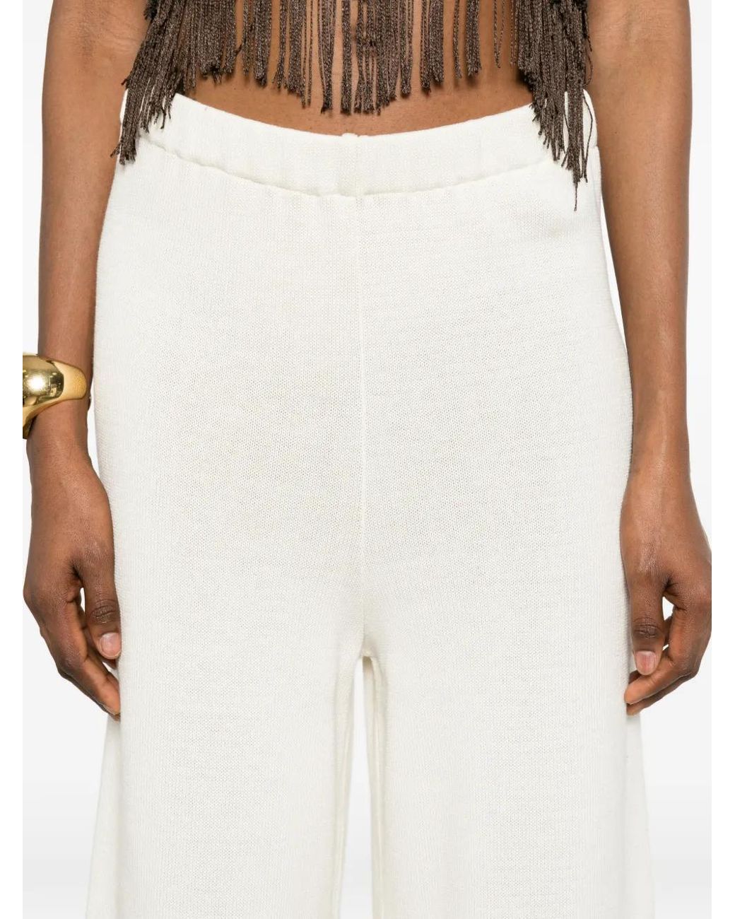 Ma'ry'ya White Wide-Leg Cropped Trousers