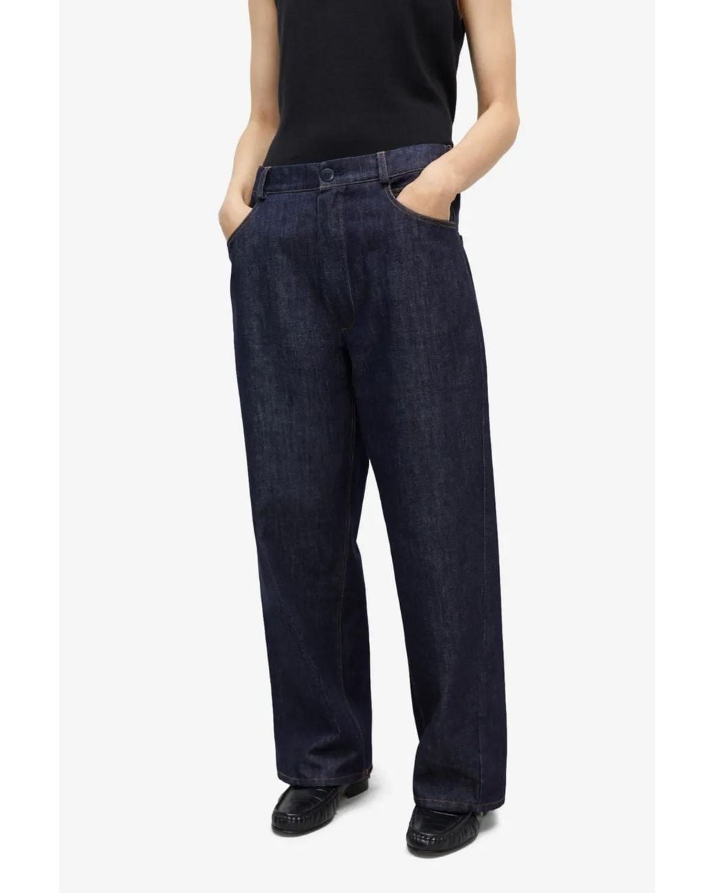 Cordera Blue Pantalon Évasé À Boutonnière