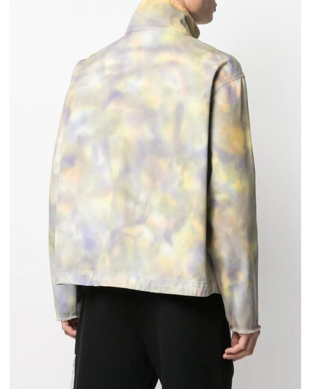 MSGM Gray Tie-Dye Pattern Half-Zip Sweatshirt for men