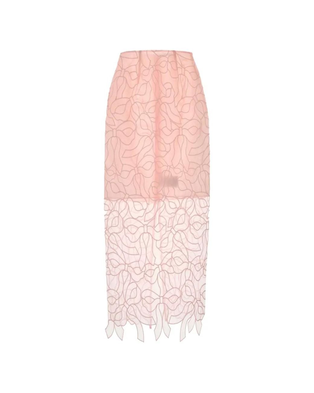 CECILIE BAHNSEN Pink Bow-Embroidered Organza Mid Skirt