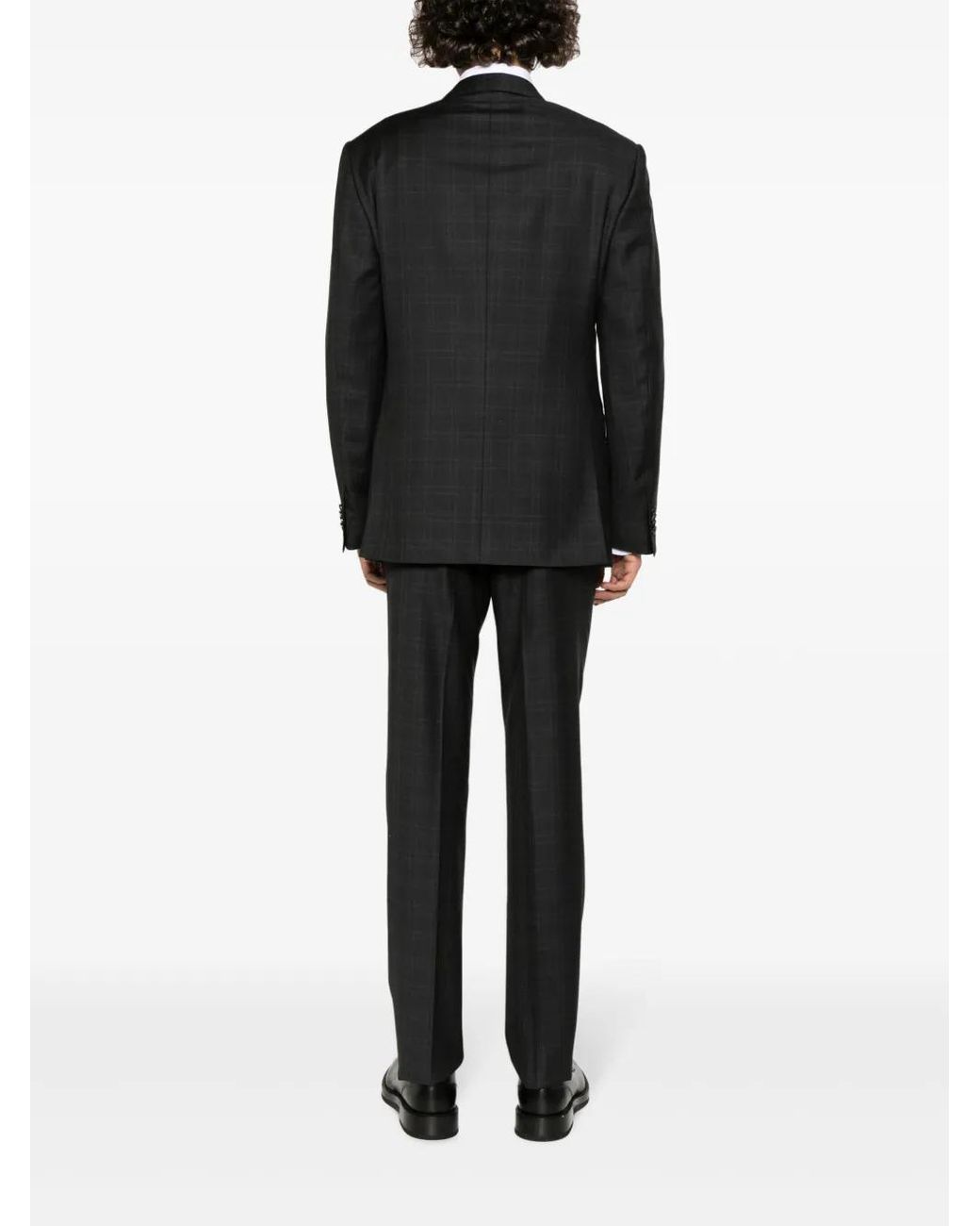 Corneliani Black Checked Single-Breasted Suit for men