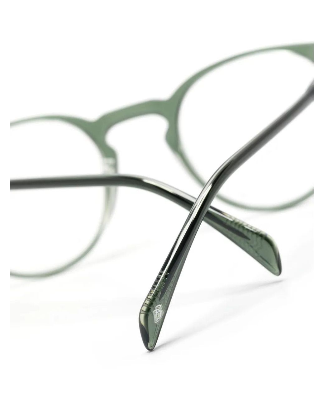 David Beckham Green Transparent Round-Frame Glasses for men