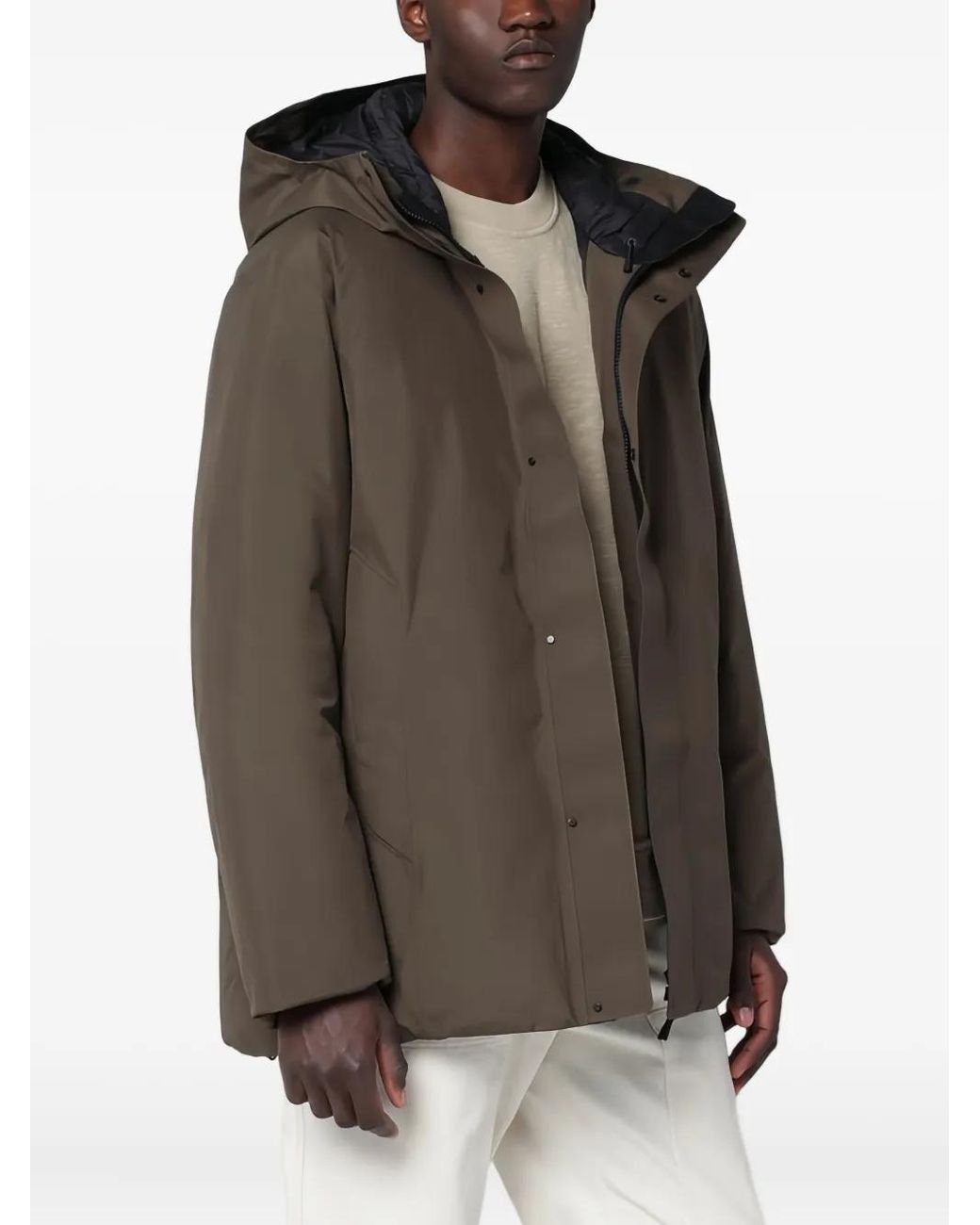 Goldwin Hooded Down Jacket in Brown for Men | Lyst