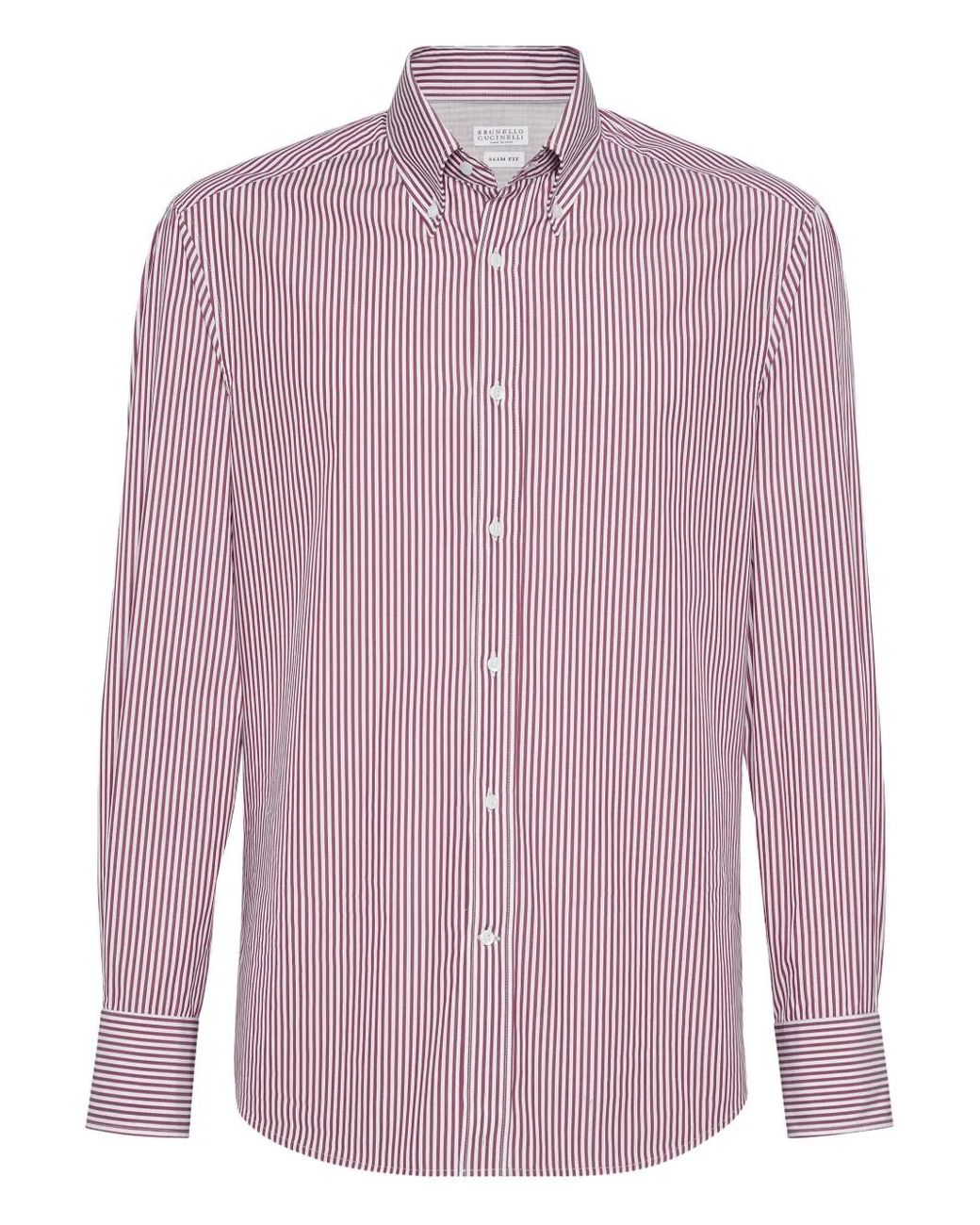 Brunello Cucinelli Pink Striped Cotton Shirt for men