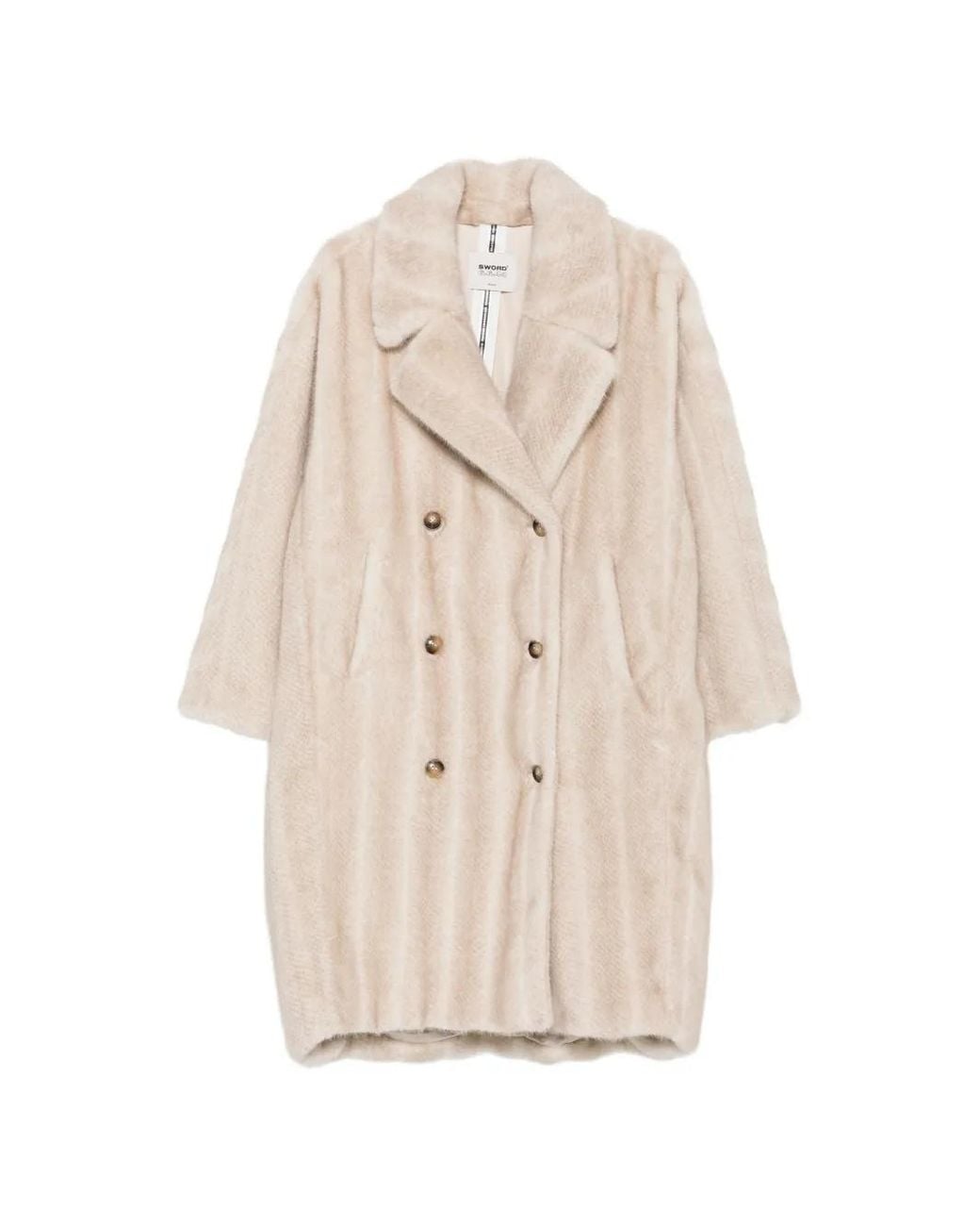 S.W.O.R.D White Double-Breasted Faux-Fur Coat