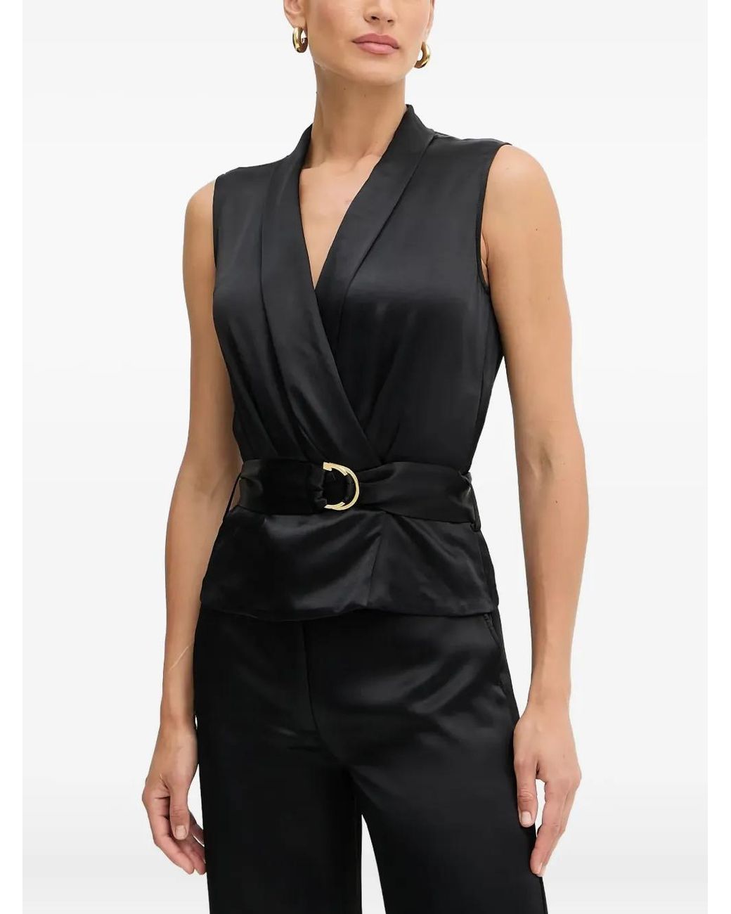 MARCIANO BY GUESS Black Belted Sleeveless Top