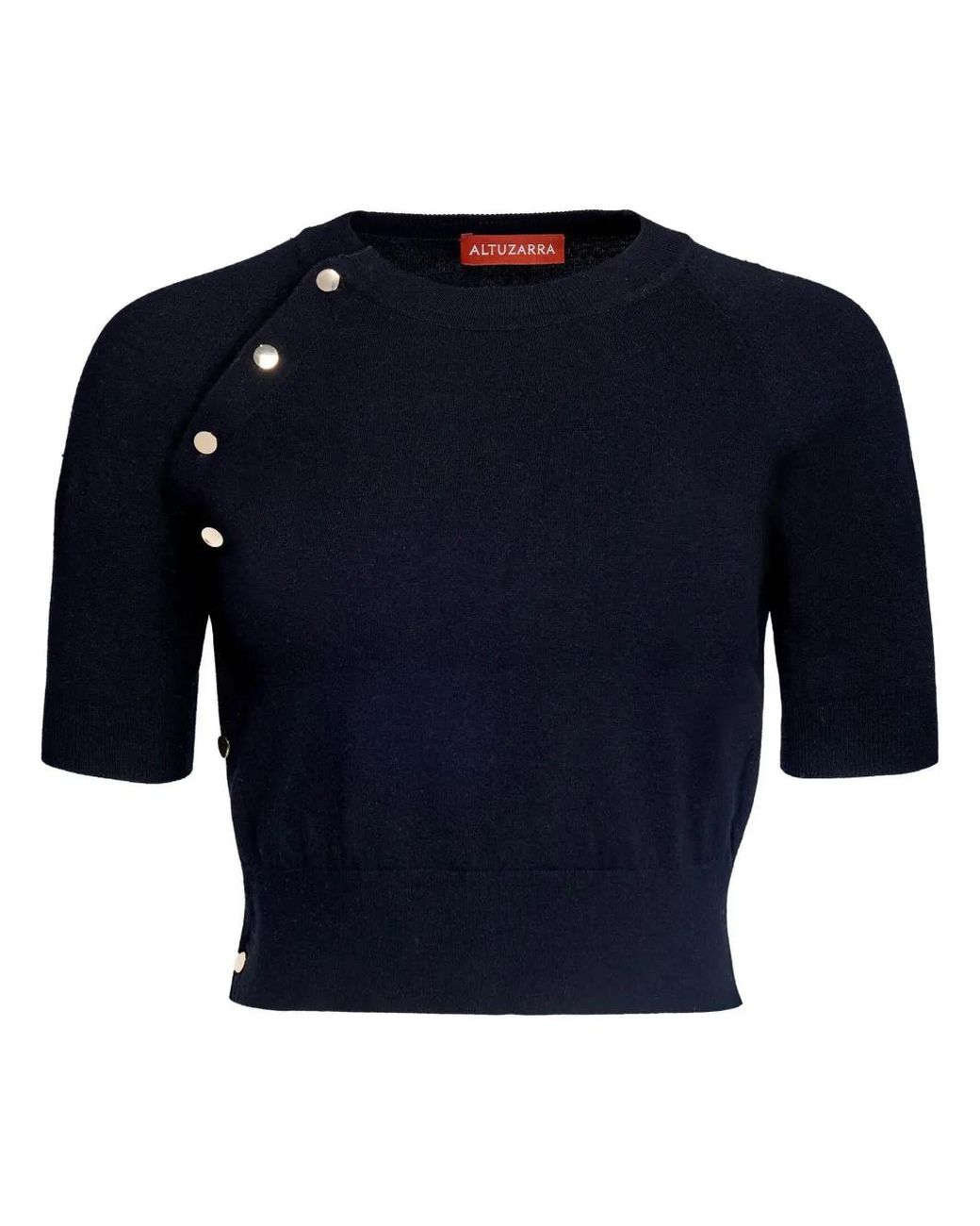 Altuzarra Blue Short-Sleeve Knitted Crop Top