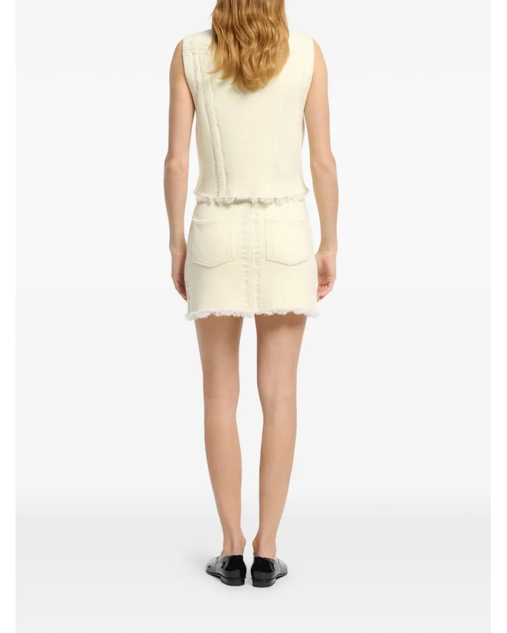 Barrie Natural Fringed Denim Mini Skirt