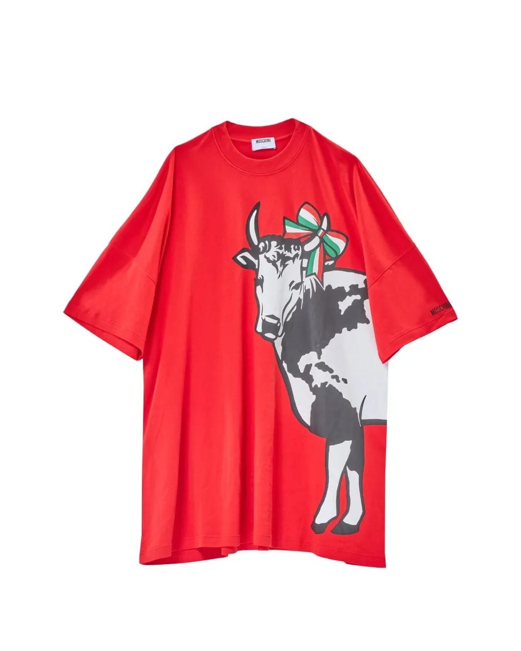 Moschino Red Cow-Print Oversized T-Shirt Mini Dress