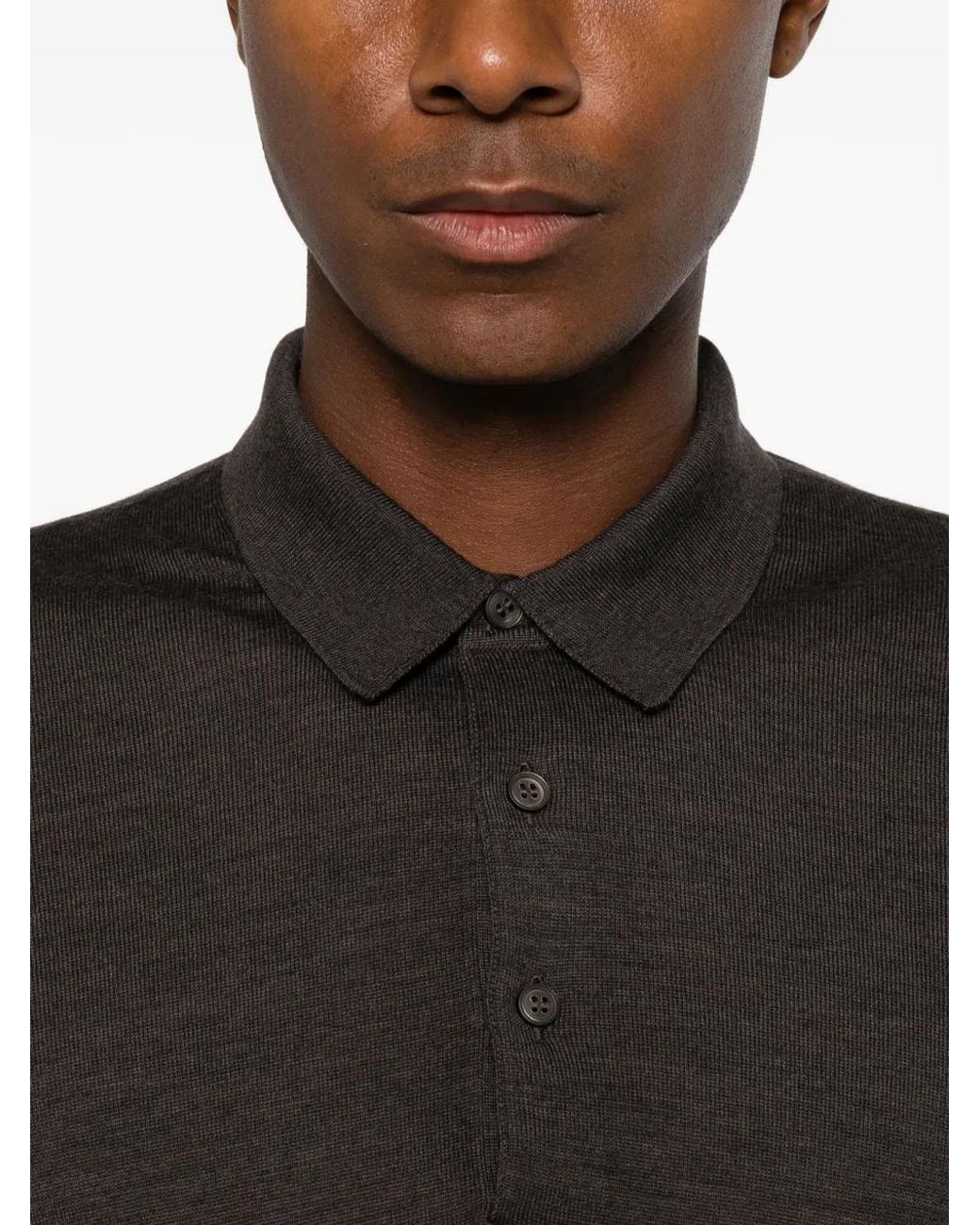 Gran Sasso Brown Long-Sleeve Polo Long-Sleeve Polo Shirt for men