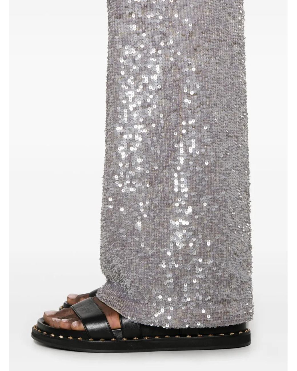 P.A.R.O.S.H. Gray Gong Sequined Trousers