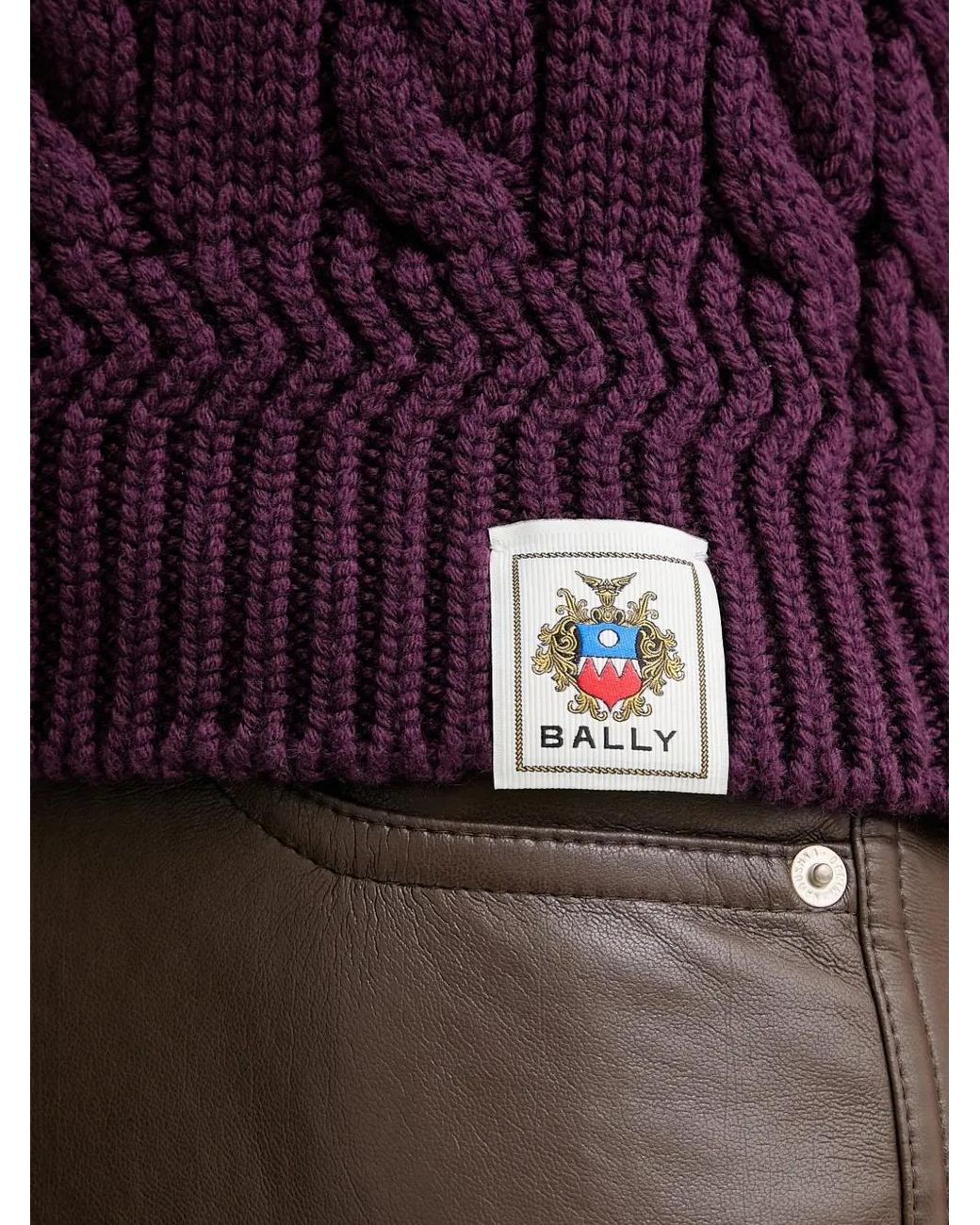 Bally Purple Cable-Knit V-Neck Top
