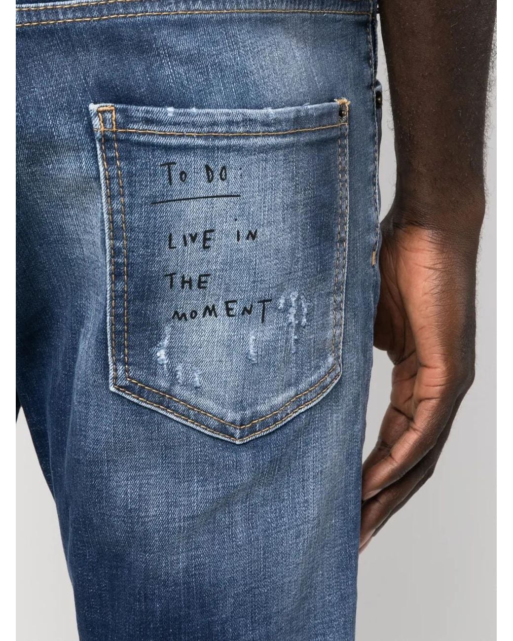 DSquared² Blue Slim-Fit Distressed-Finish Jeans for men