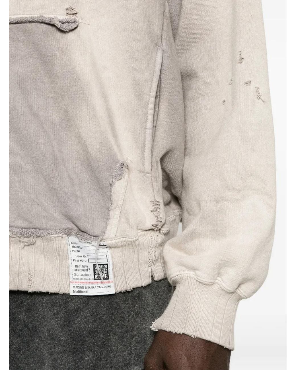 Maison Mihara Yasuhiro White Distressed Sun-Faded Hoodie for men