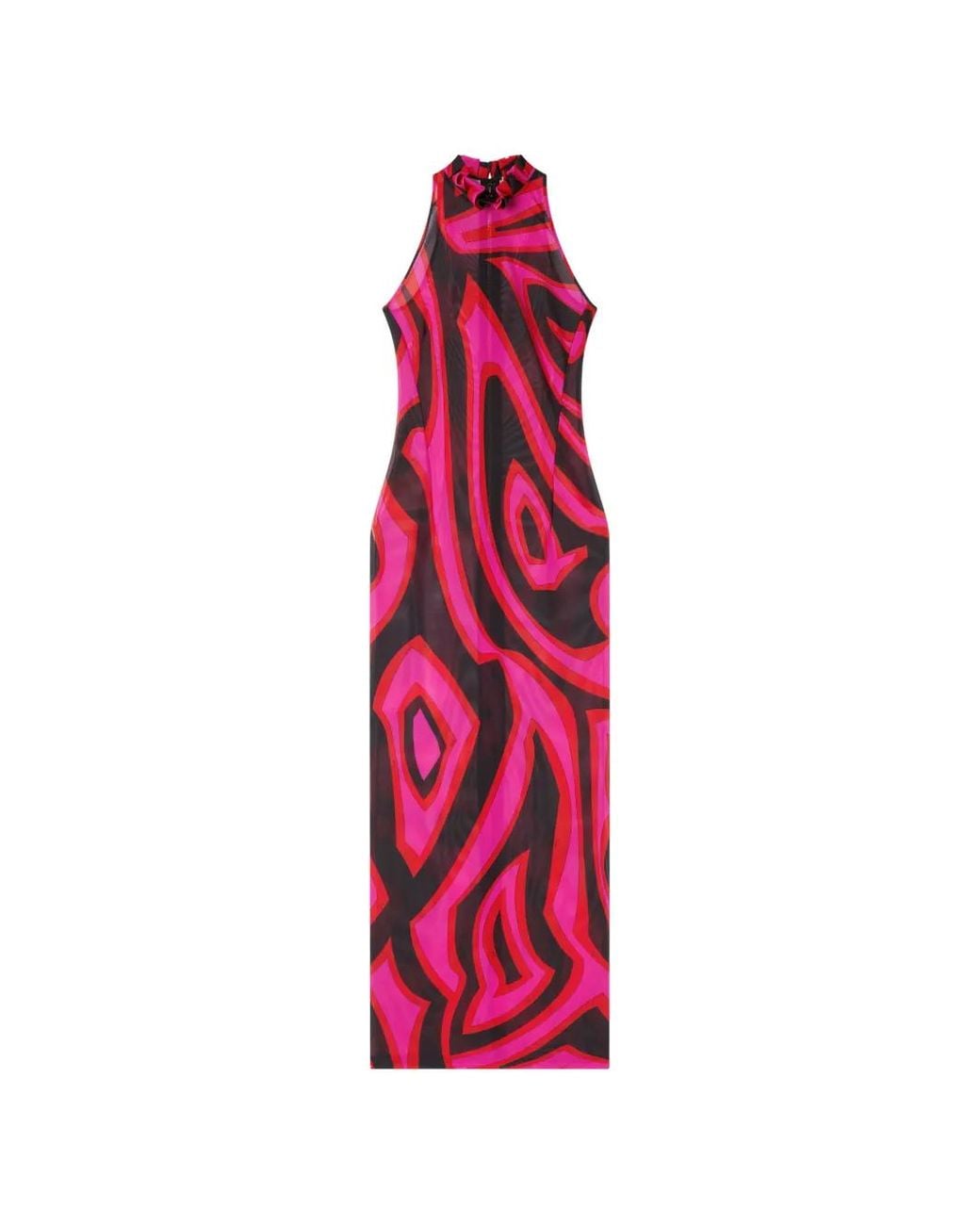 Emilio Pucci Pink Labirinto-Print Long Fitted Dress