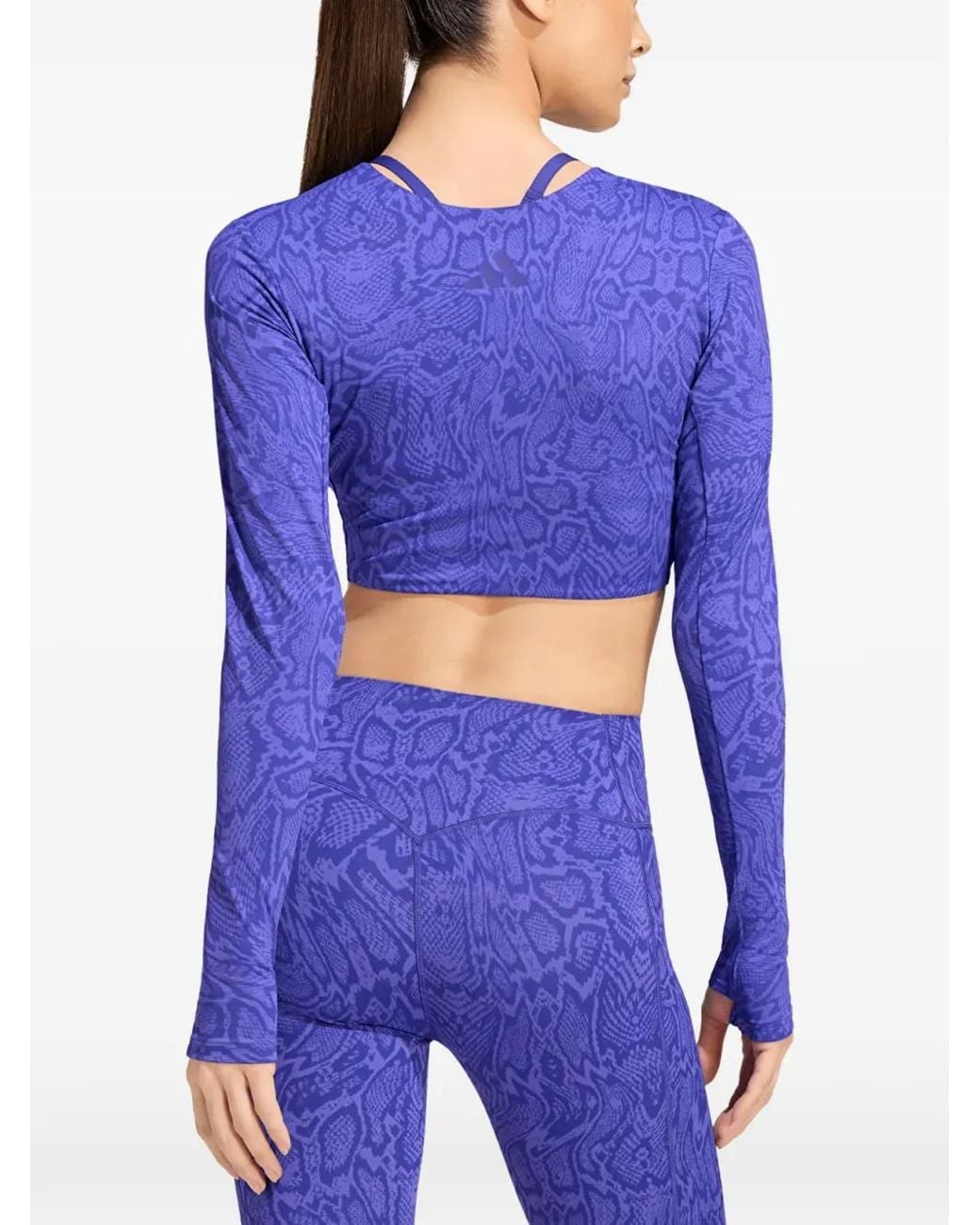 Adidas Blue Primelift Workout Snake Twist-Reversible Long-Sleeve T-Shirt