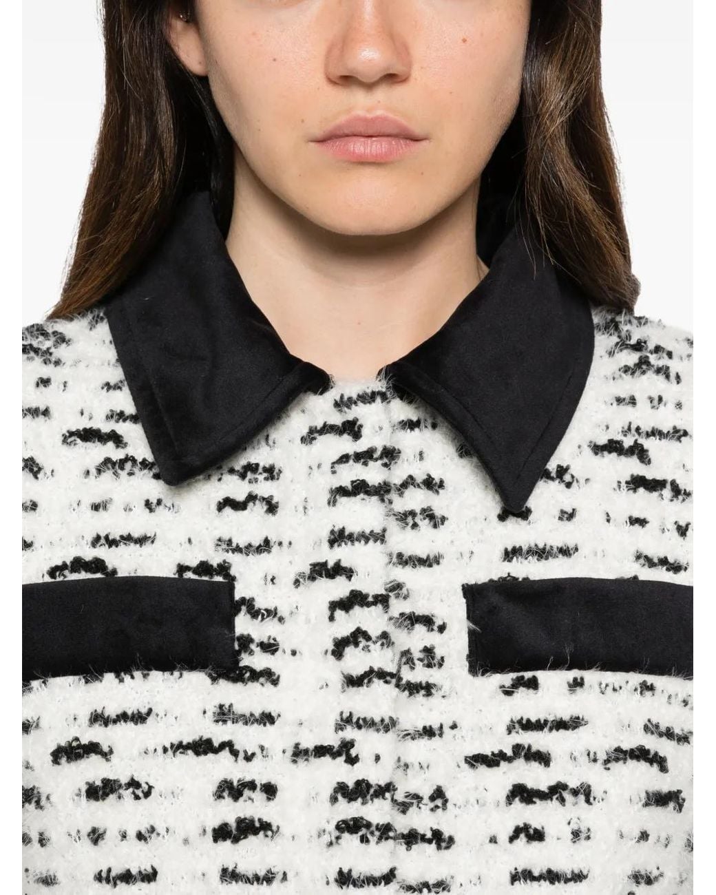 Neera White Velvet-Collar Cardigan