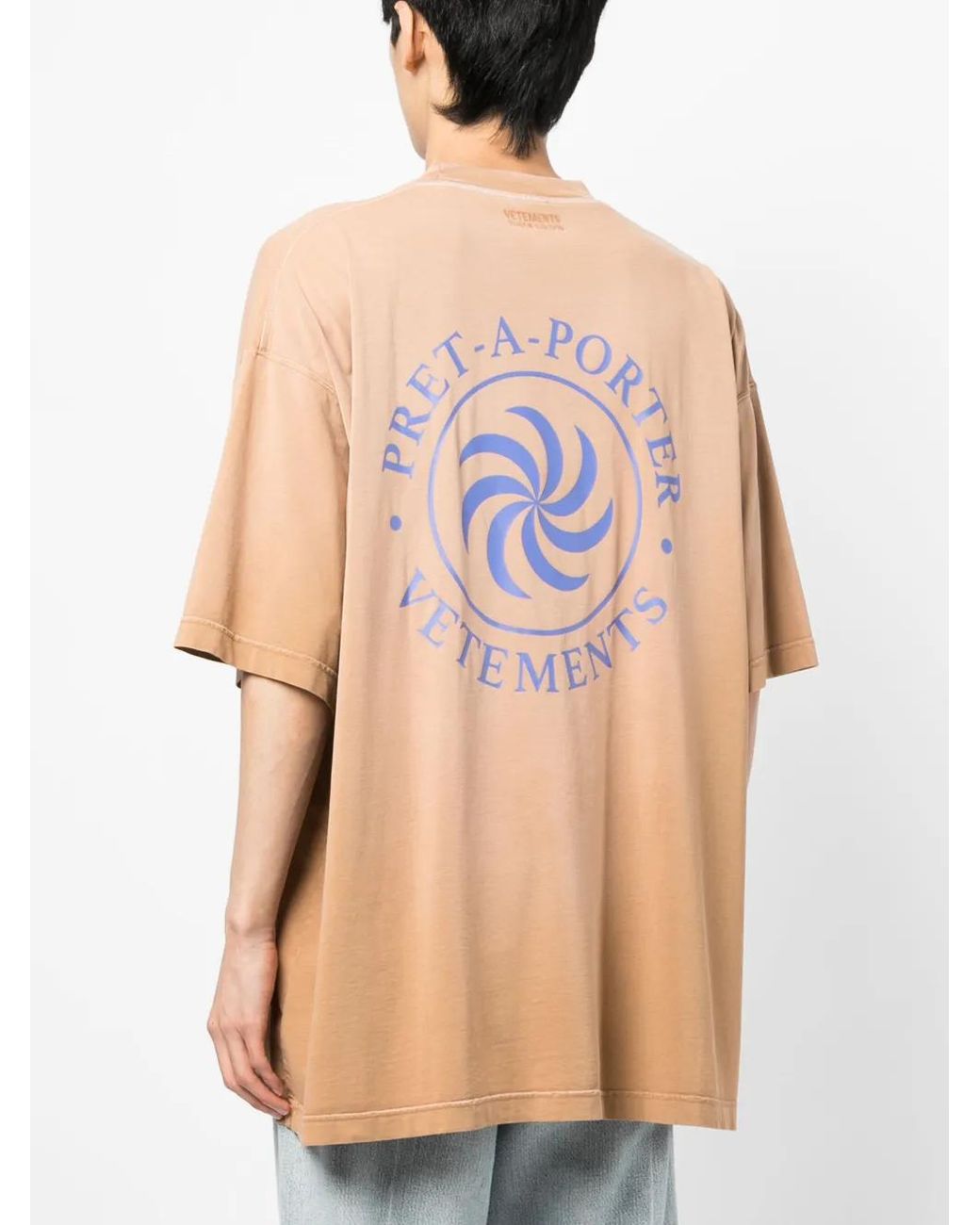 Vetements Brown Vegan Logo-Print Cotton T-Shirt for men