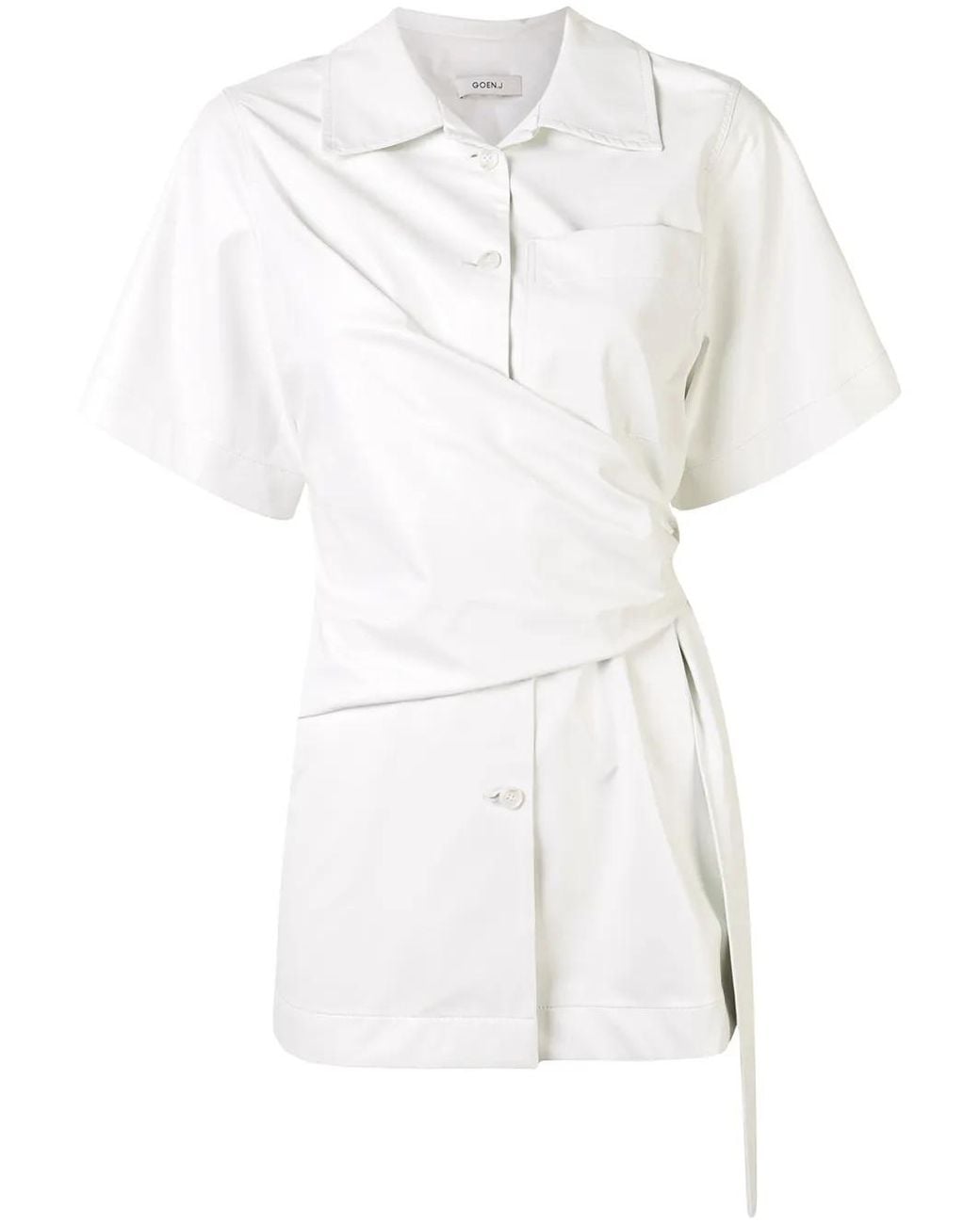 Goen.J White Knot-Detail Short Sleeve Shirt