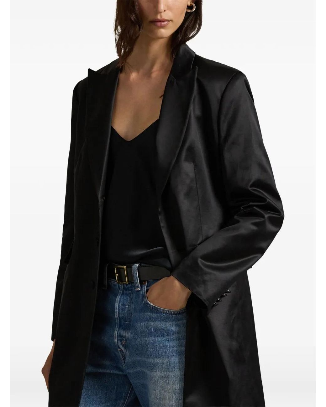 Polo Ralph Lauren Black Notched Lapel Coat