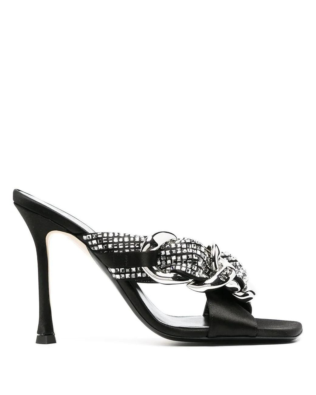 N°21 Black Chunky Chain Crystal-Embellished Sandals