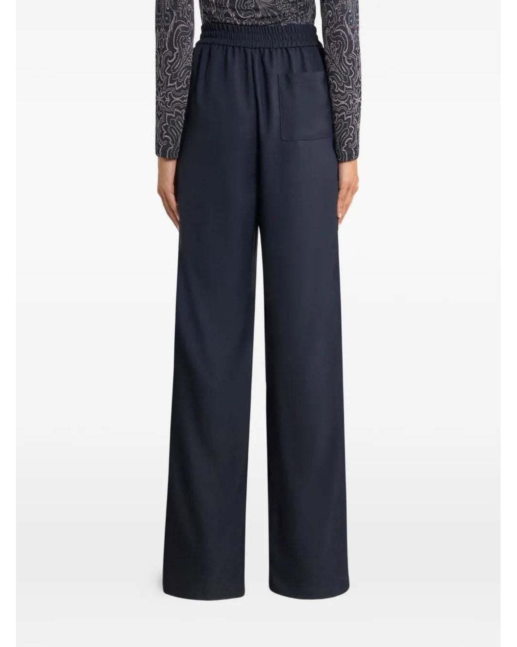Etro Blue Drawstring Wide-Leg Trousers