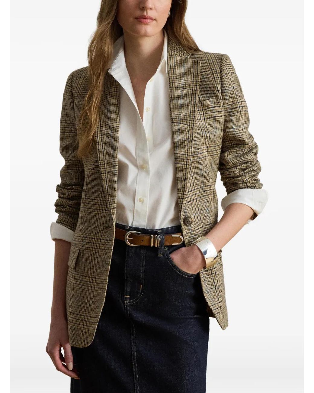Ralph Lauren Green 100% Linen Multi-Stripe Jacket