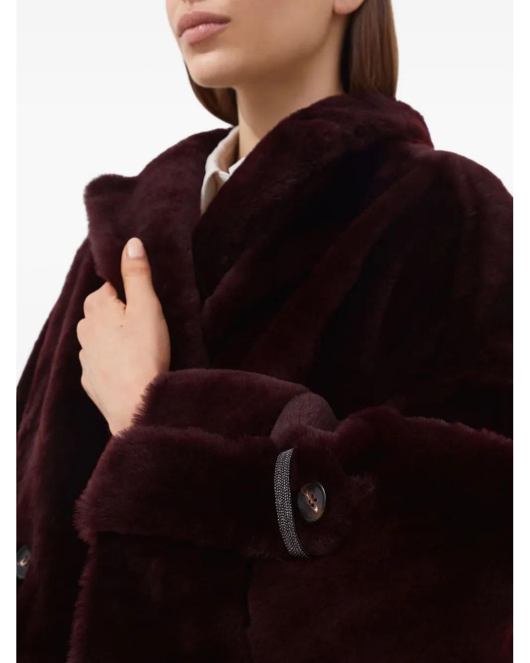 Brunello Cucinelli Black Lamb-fur Double-breasted Jacket