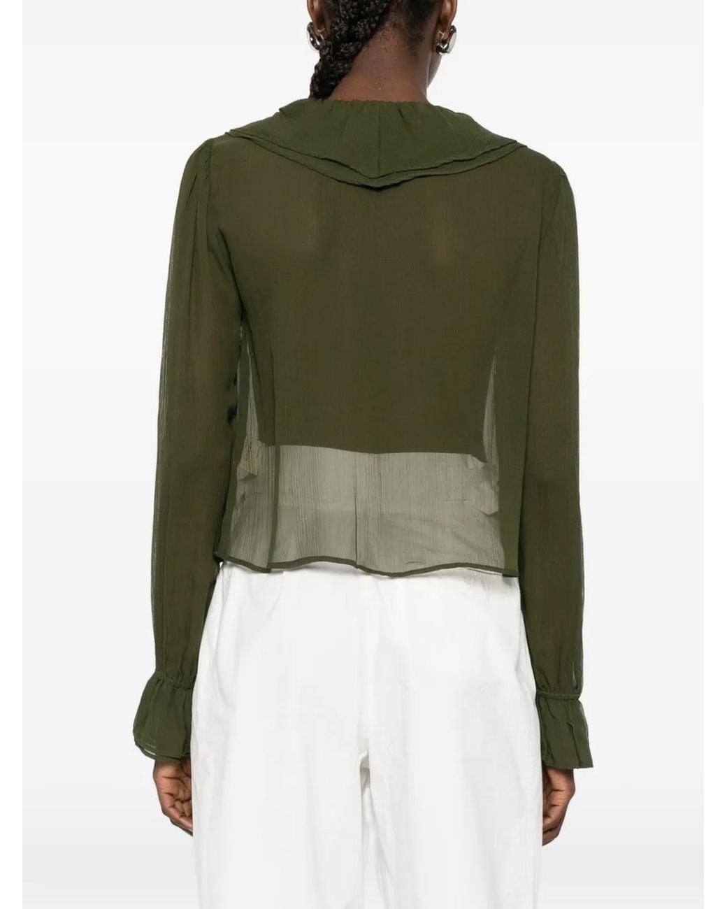 Bode Green Flounce Blouse