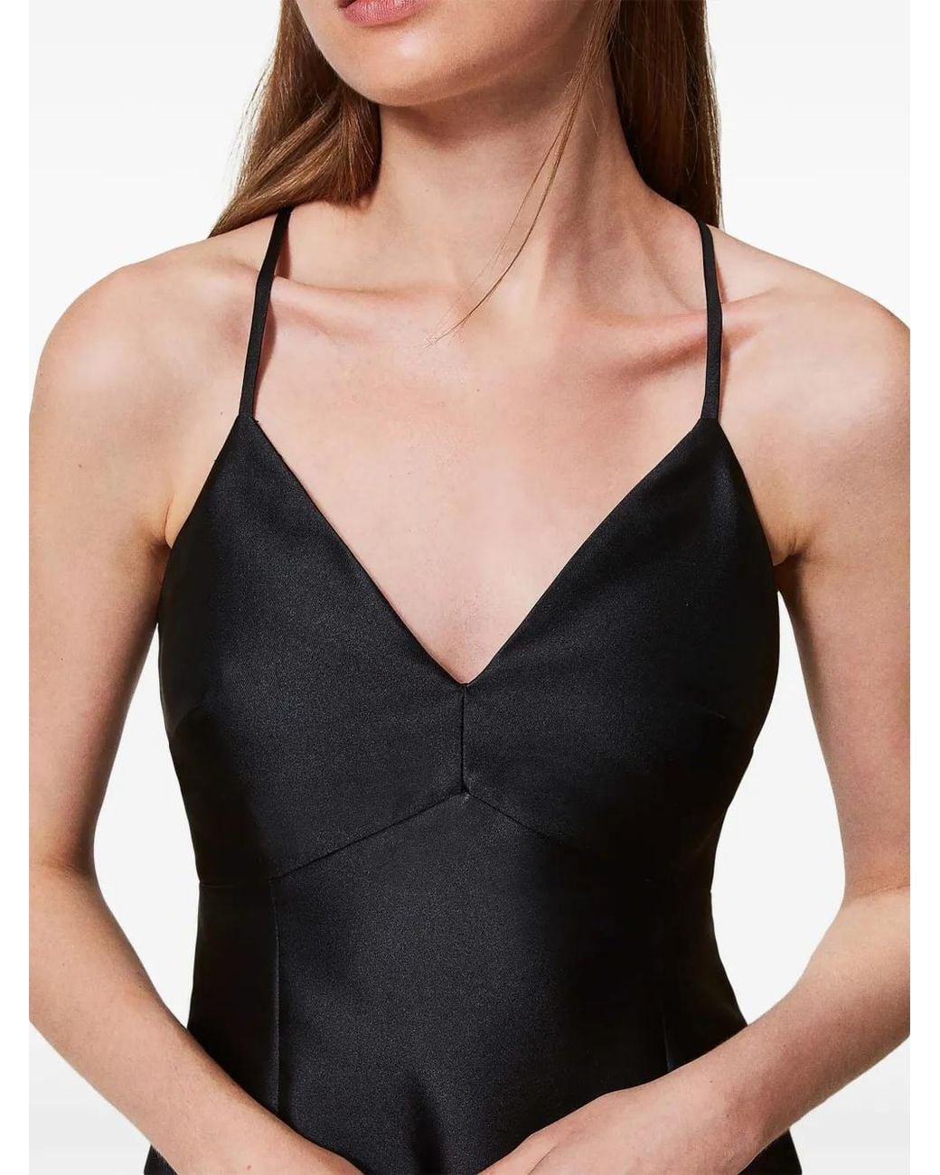 Twinset Black Twill Midi Dress