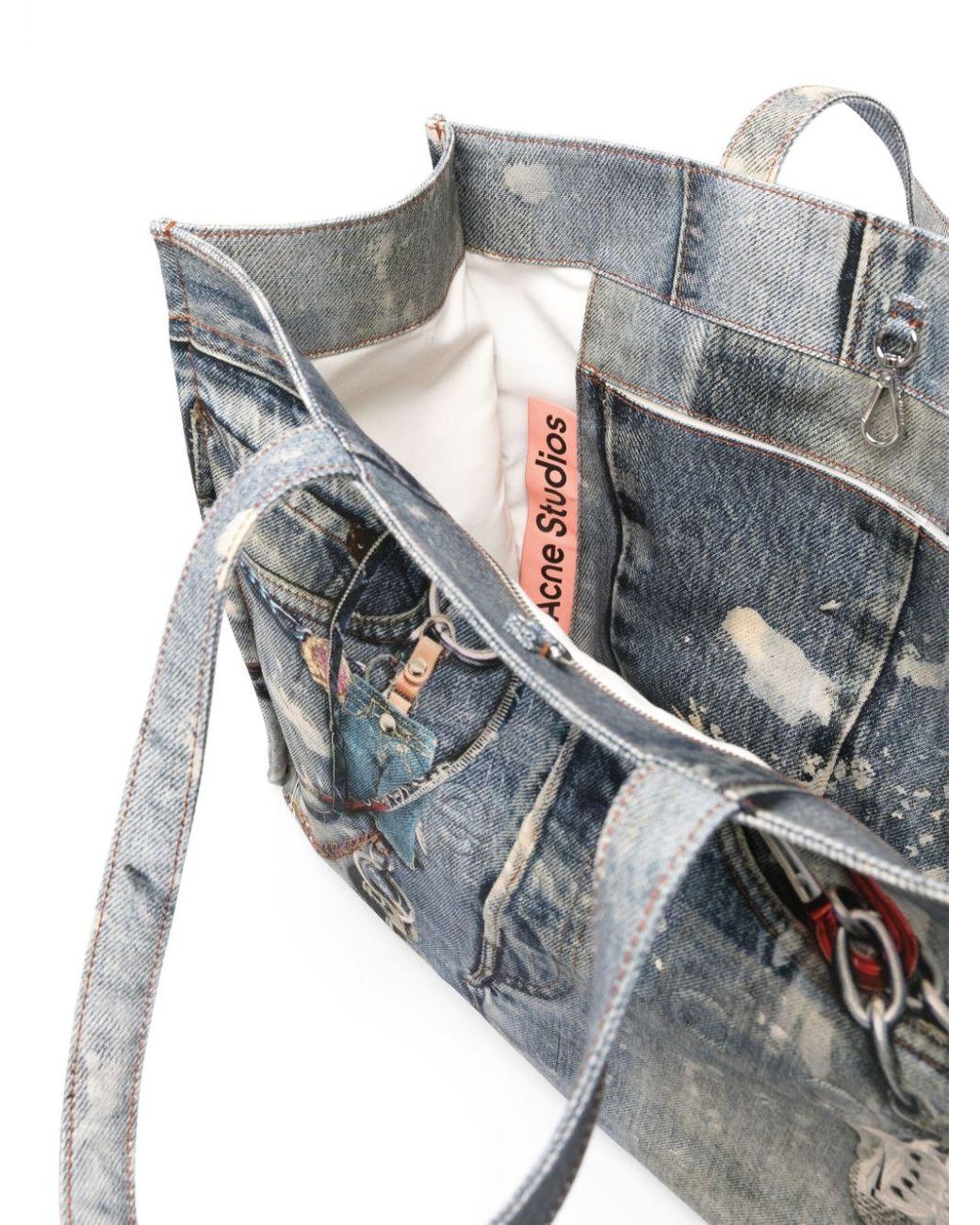 SALE【Acne Studios】メタリックデニム トートバッグ Acne Studios トートバッグ デニム ロゴ メタリック シルバー